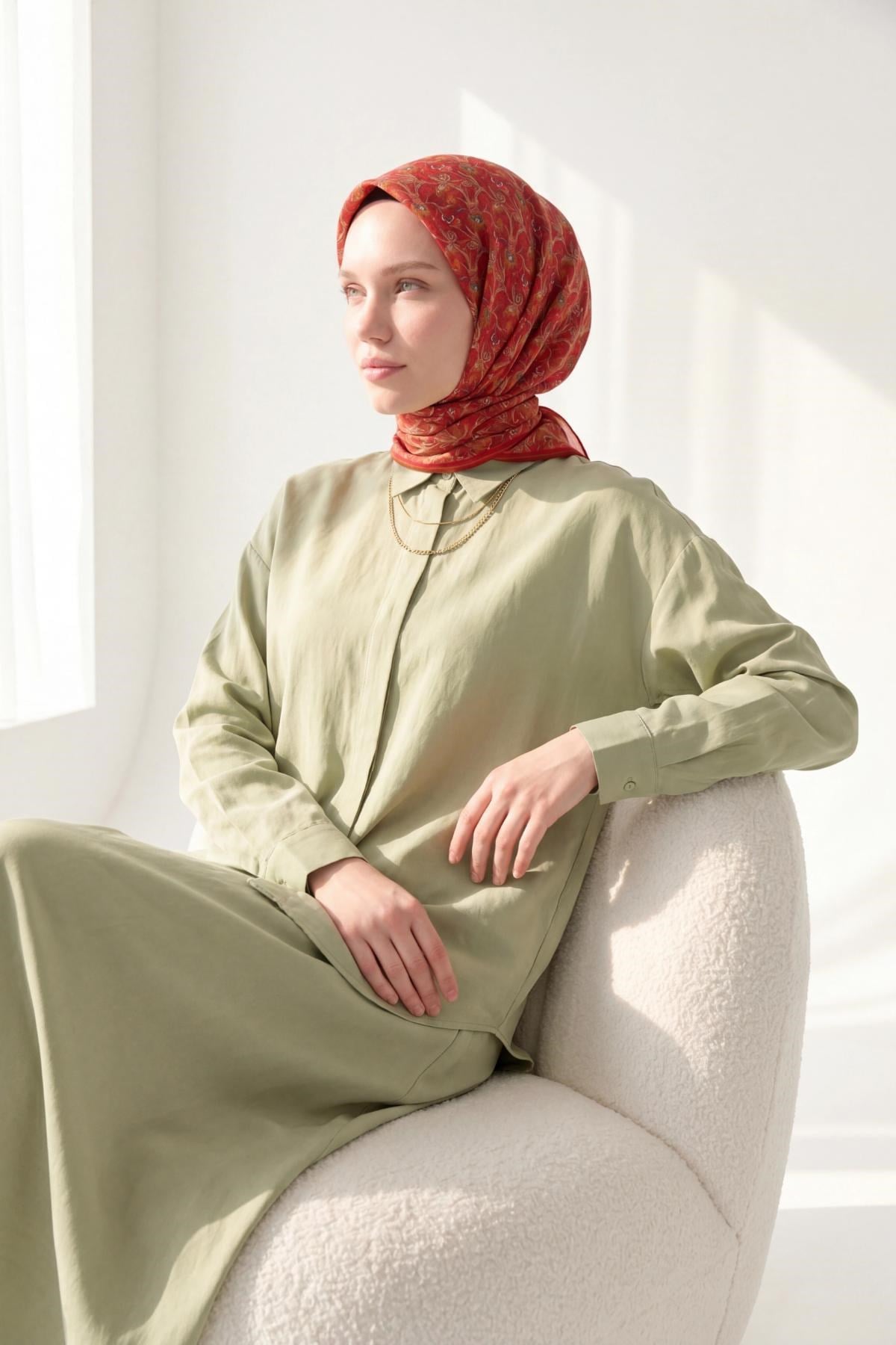 Soft Eşarp Garden Mercan 90x90