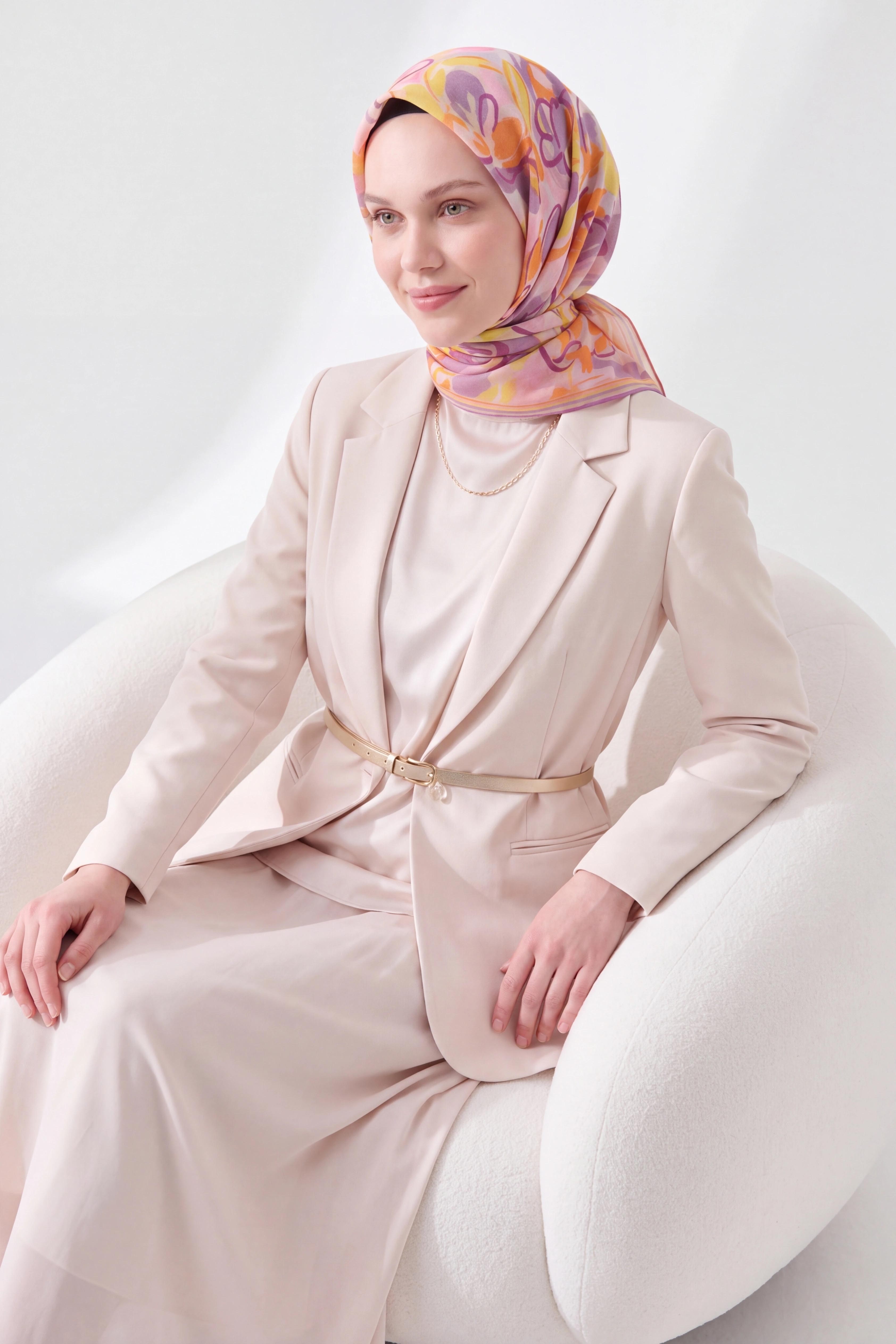 Soft Eşarp Painterly Floral Lila