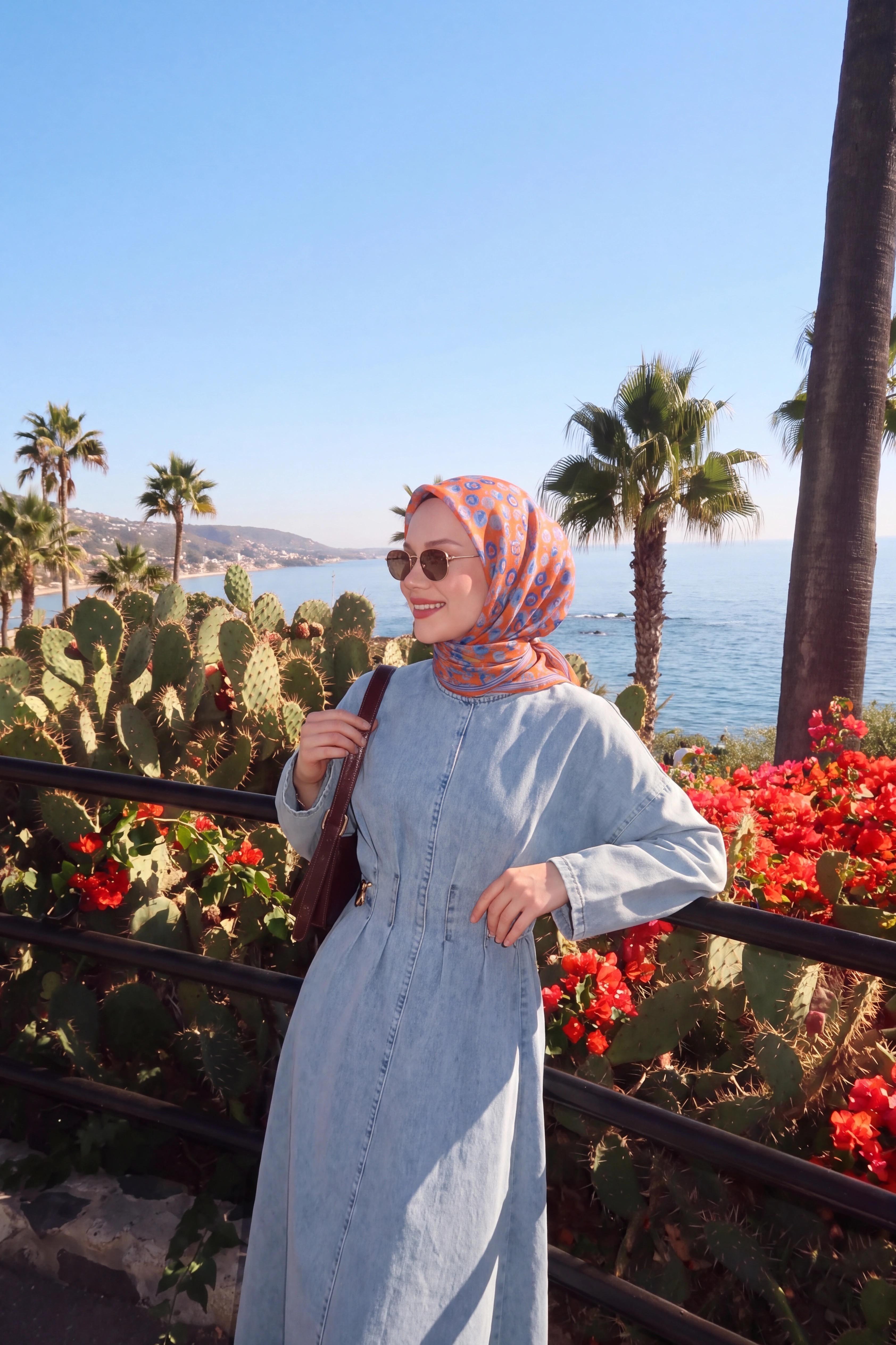 Soft Eşarp Vintage Floral Turuncu