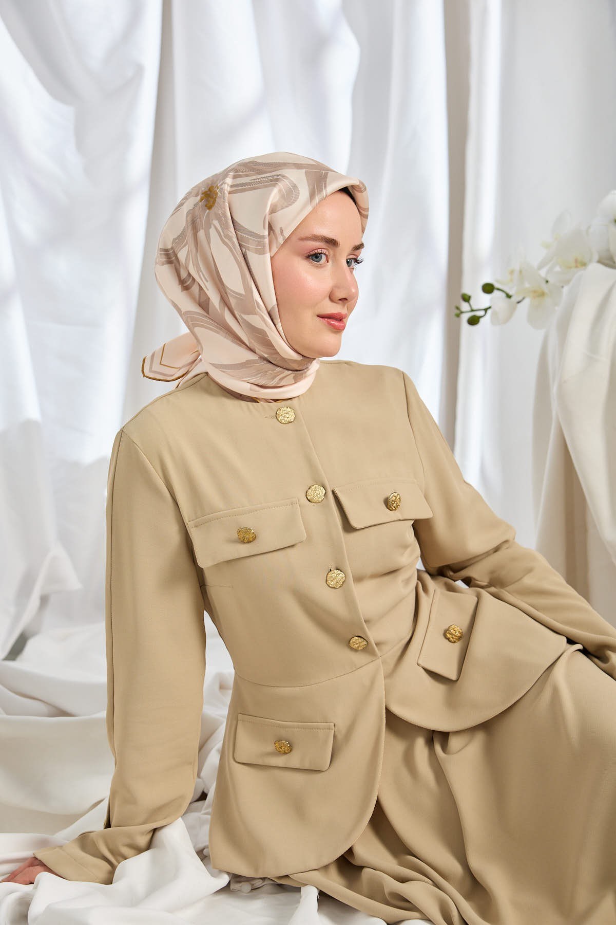 Twill İpek Eşarp Bloom Pudra