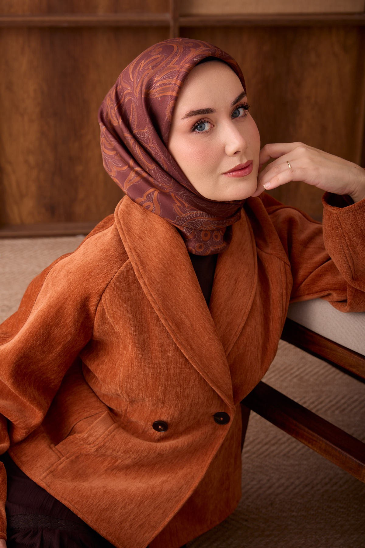 Twill İpek Eşarp Floral Paisley Bordo