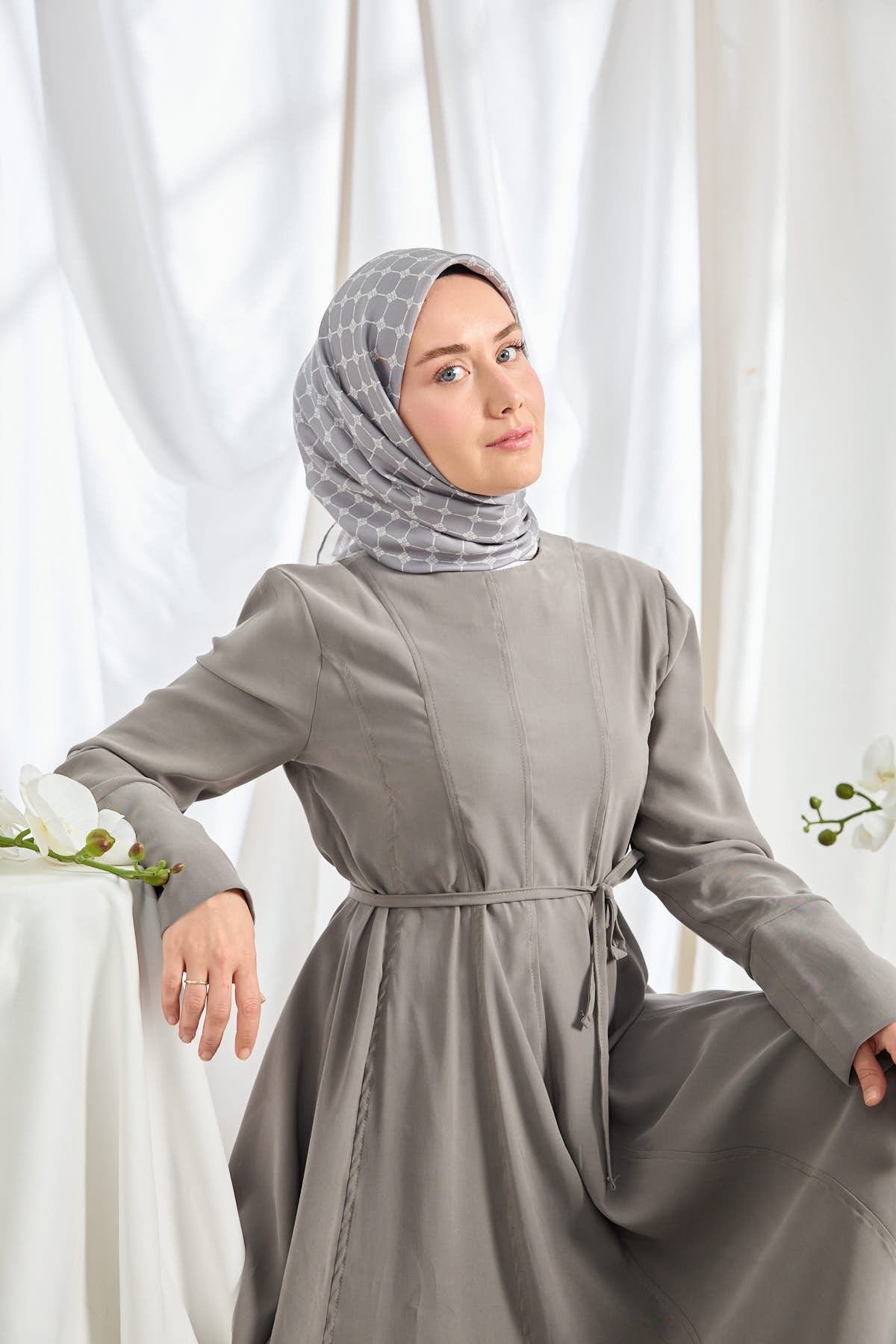 Twill İpek Eşarp Monogram Koyu Lacivert