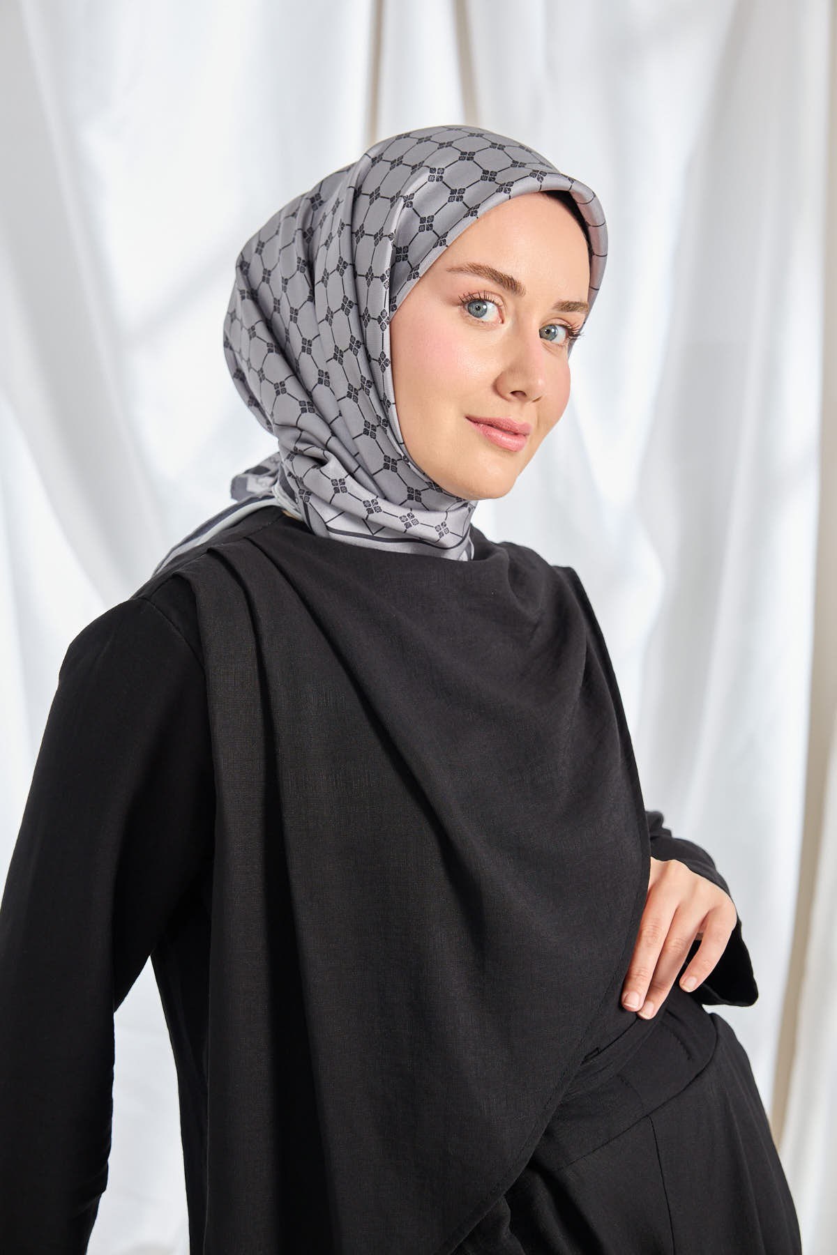 Twill İpek Eşarp Monogram Lacivert