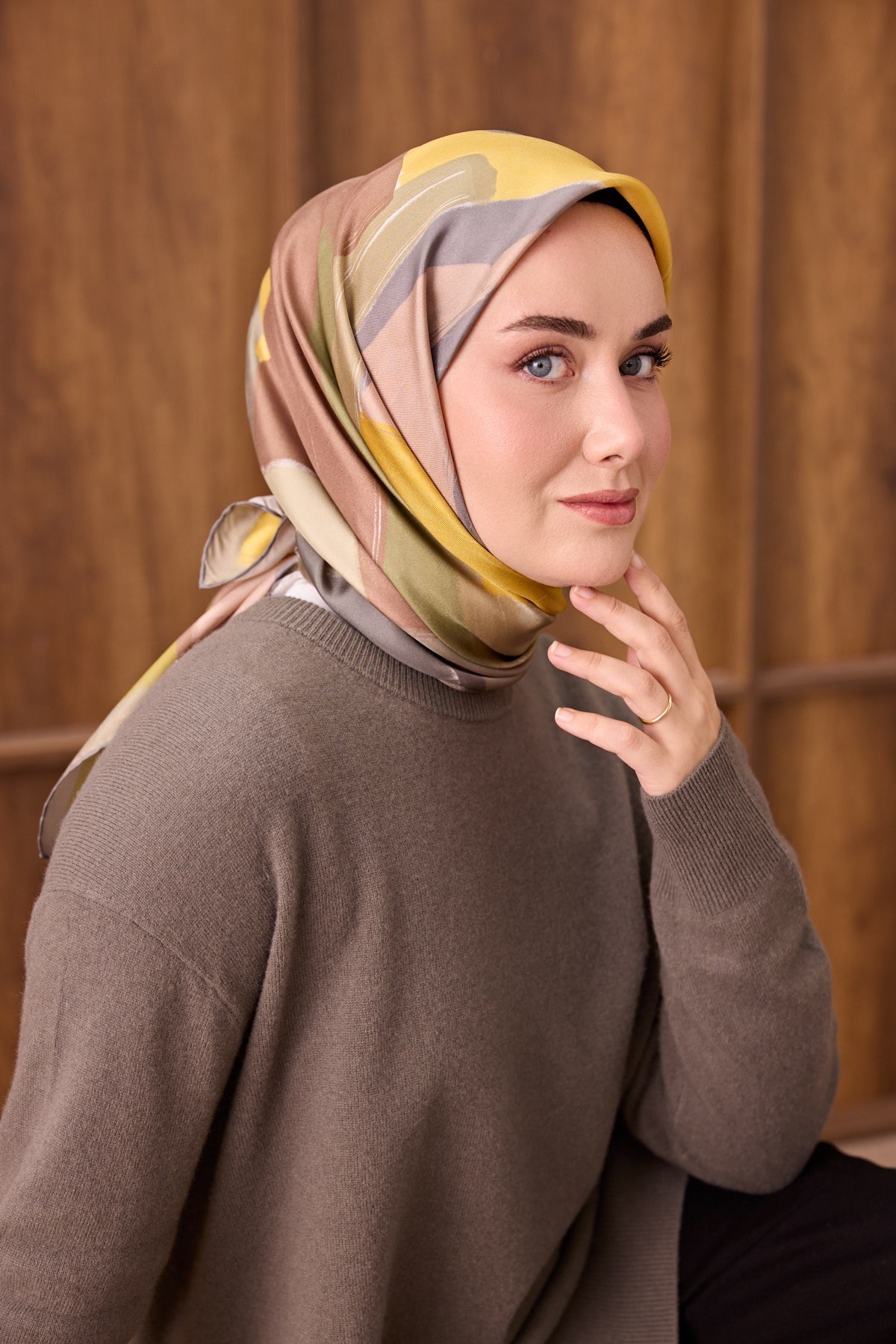 Twill İpek Eşarp Painterly Yeşil