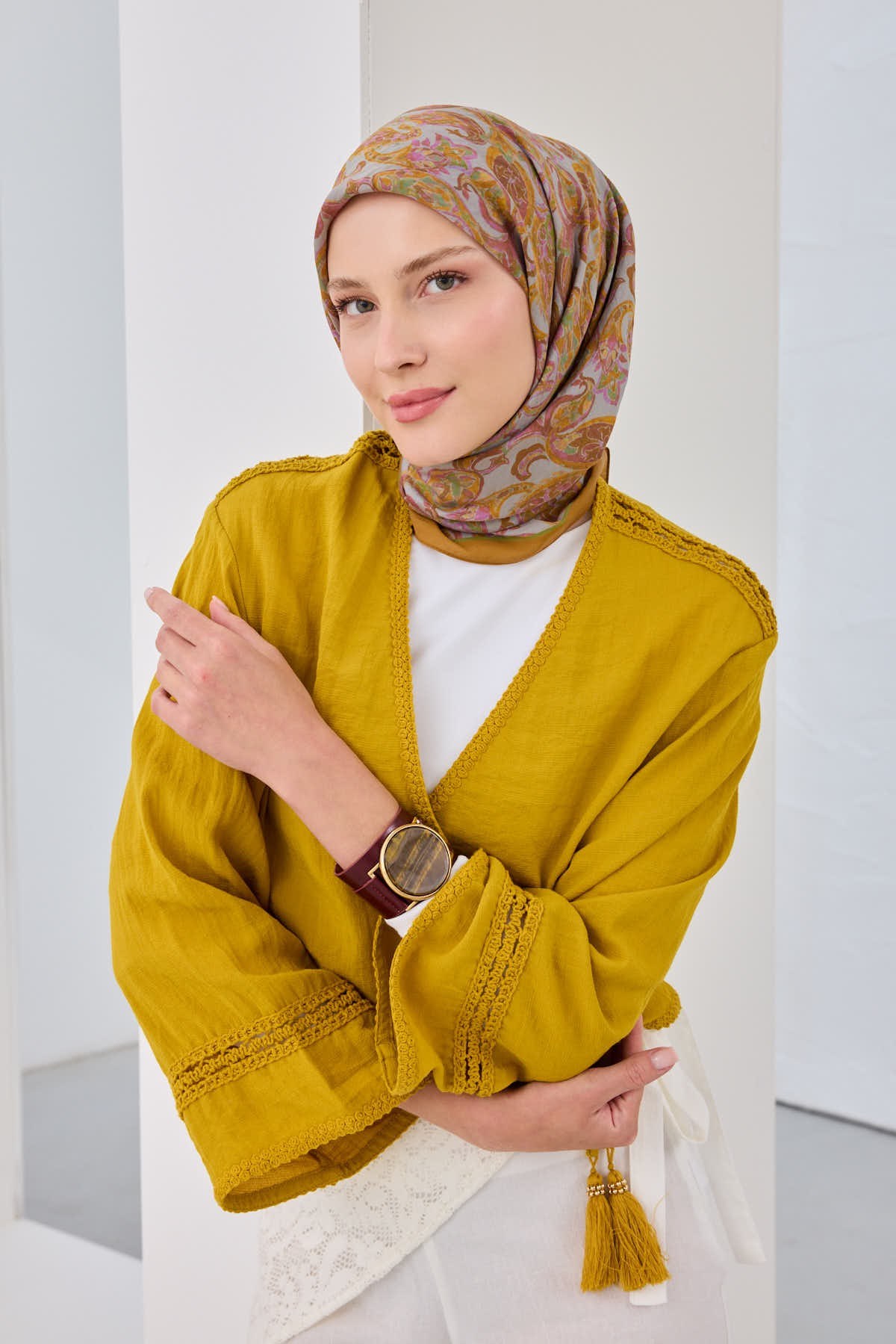 Velora Eşarp Ethnic Hardal