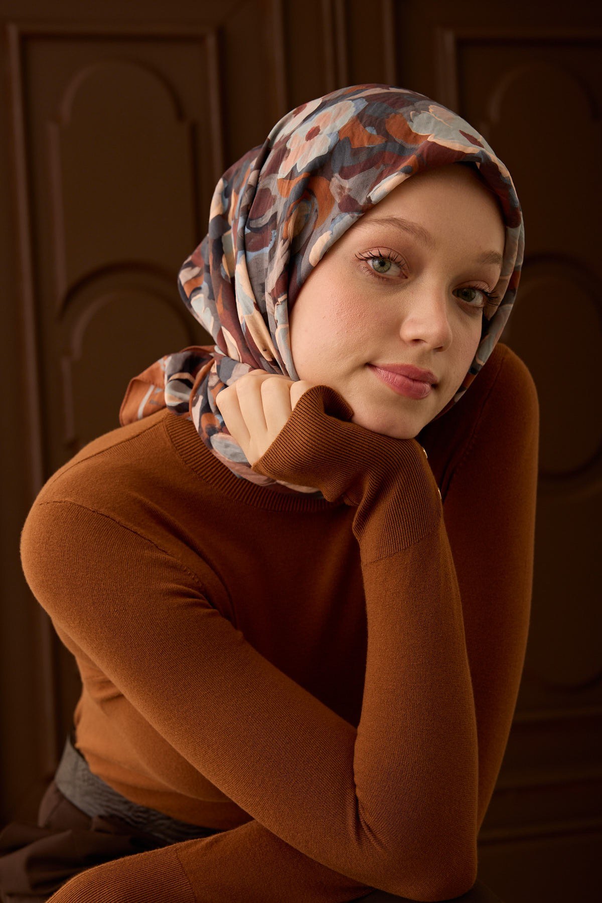 Velora Eşarp Flower Kiremit