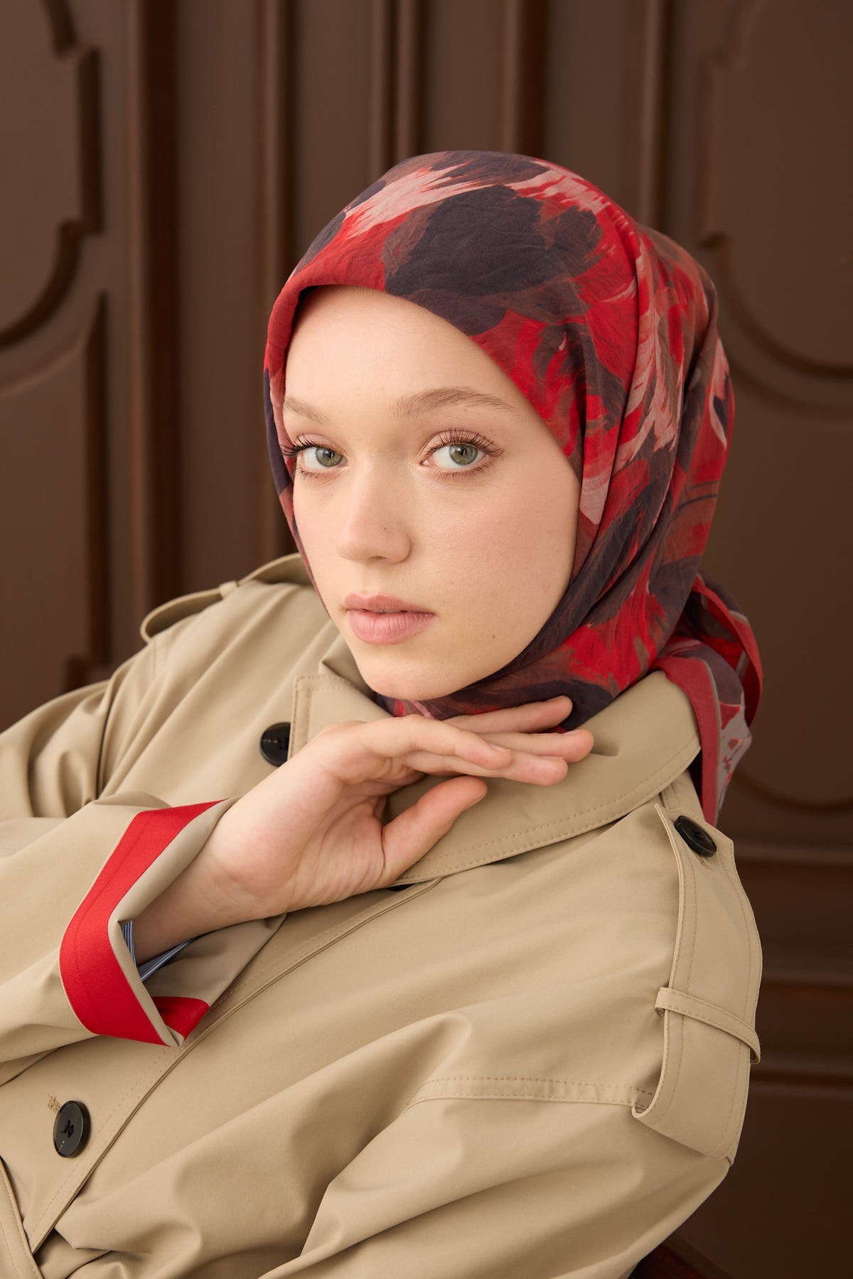 Velora Eşarp Flower Kırmızı