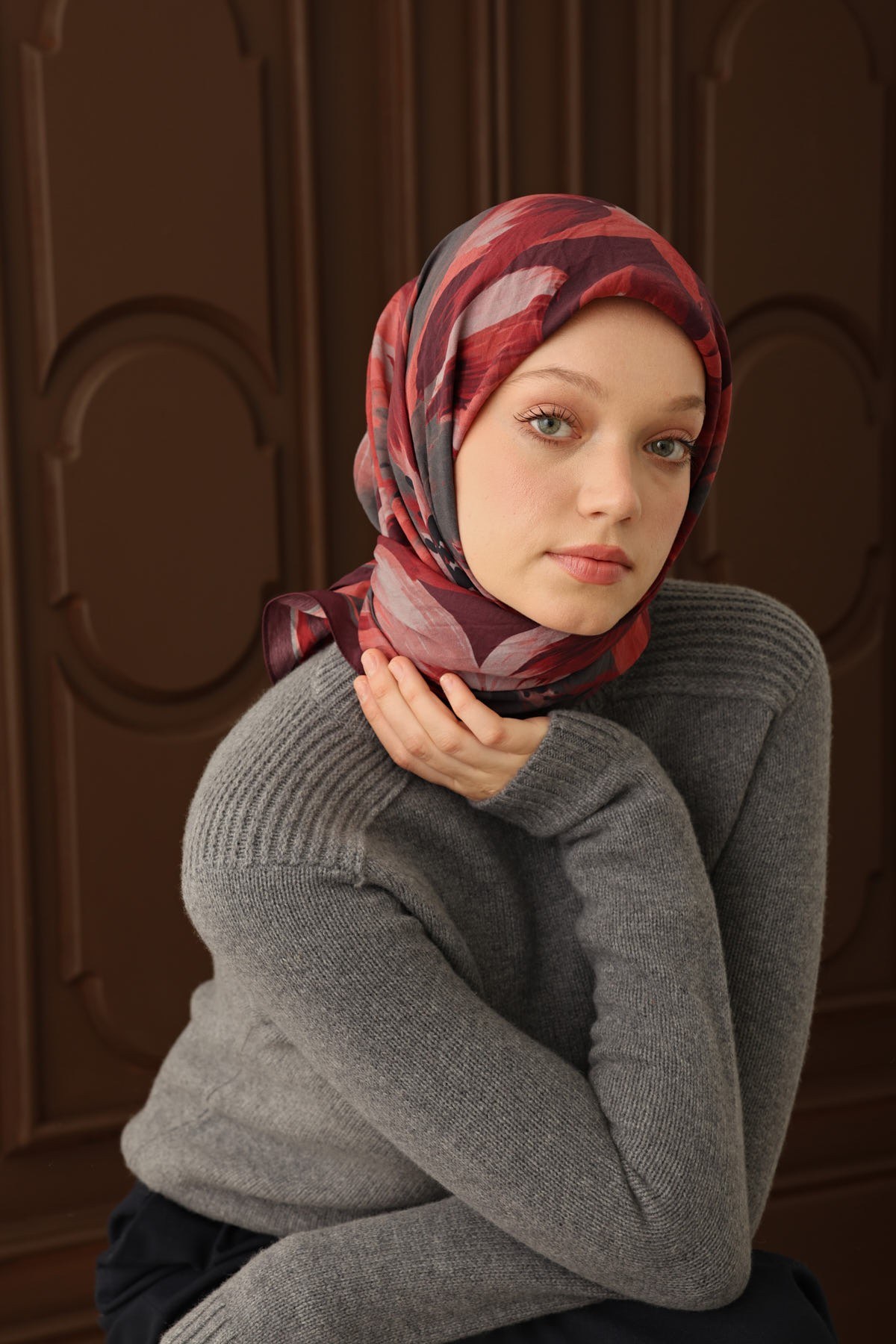 Velora Eşarp Flower Koyu Mor