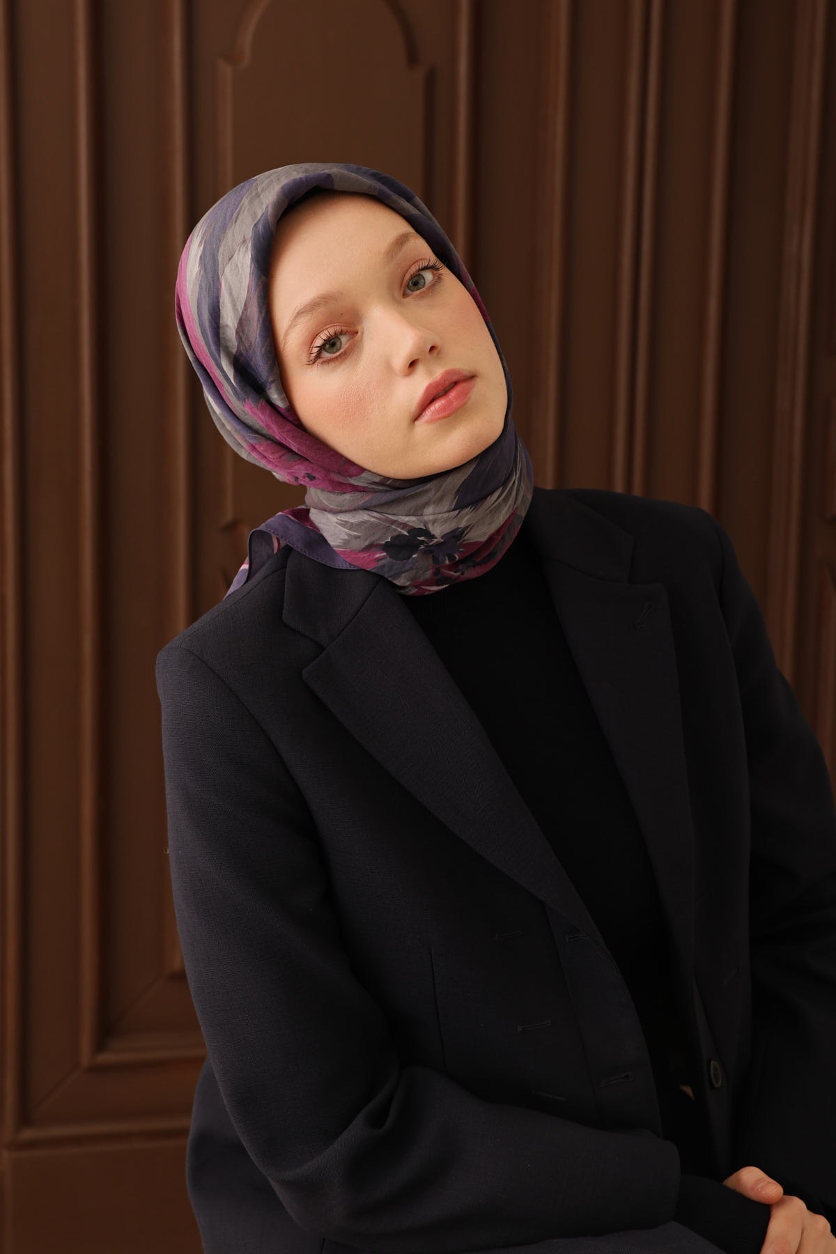 Velora Eşarp Flower Morcivert