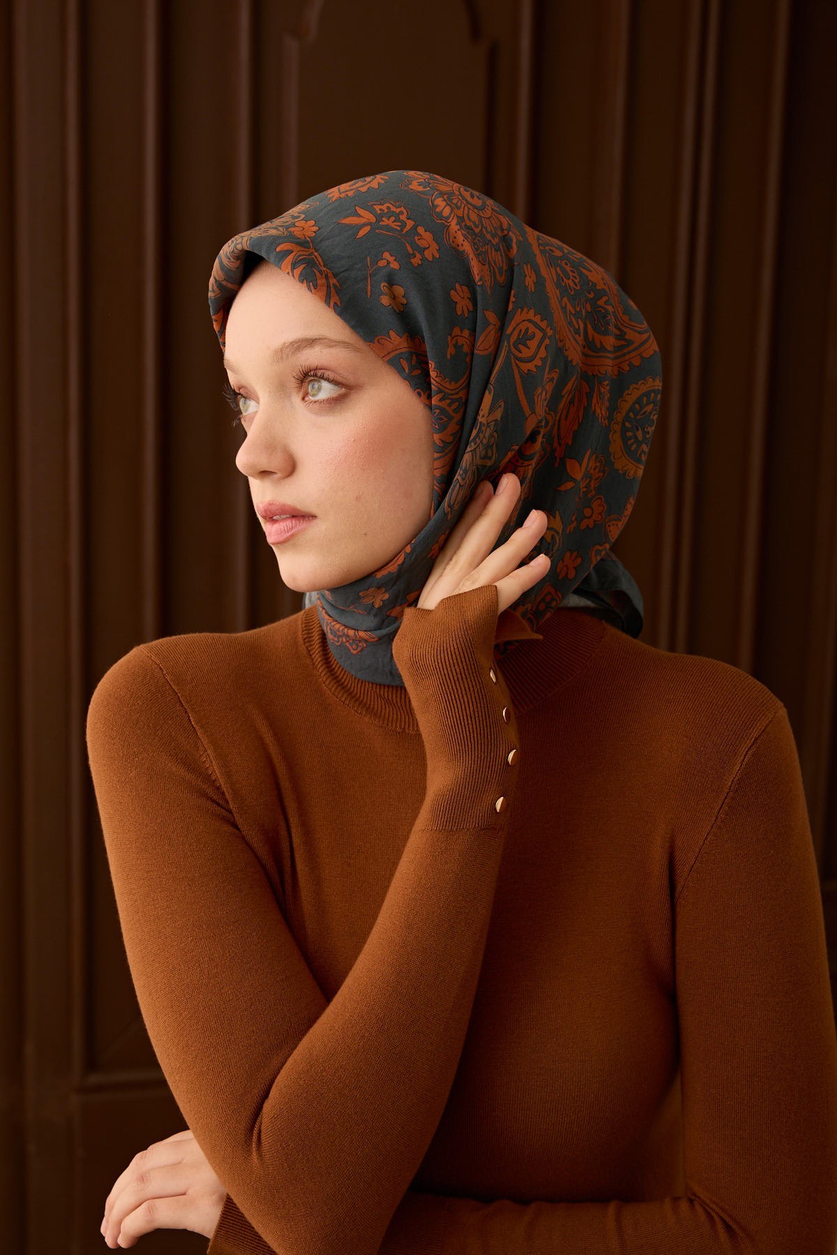 Velora Eşarp Shawl Pattern Petrol Yeşili