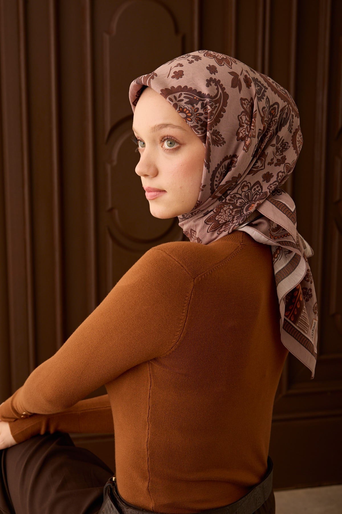 Velora Eşarp Shawl Pattern Pudra Vizon