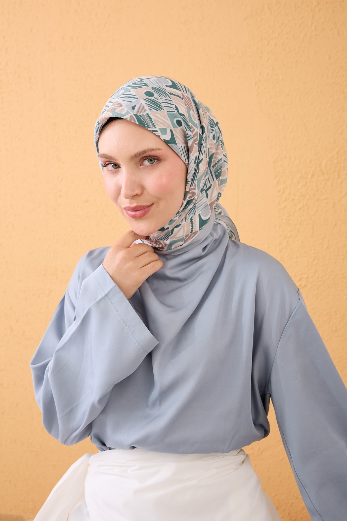 Velora Eşarp Vintage Paisley Buz Mavisi