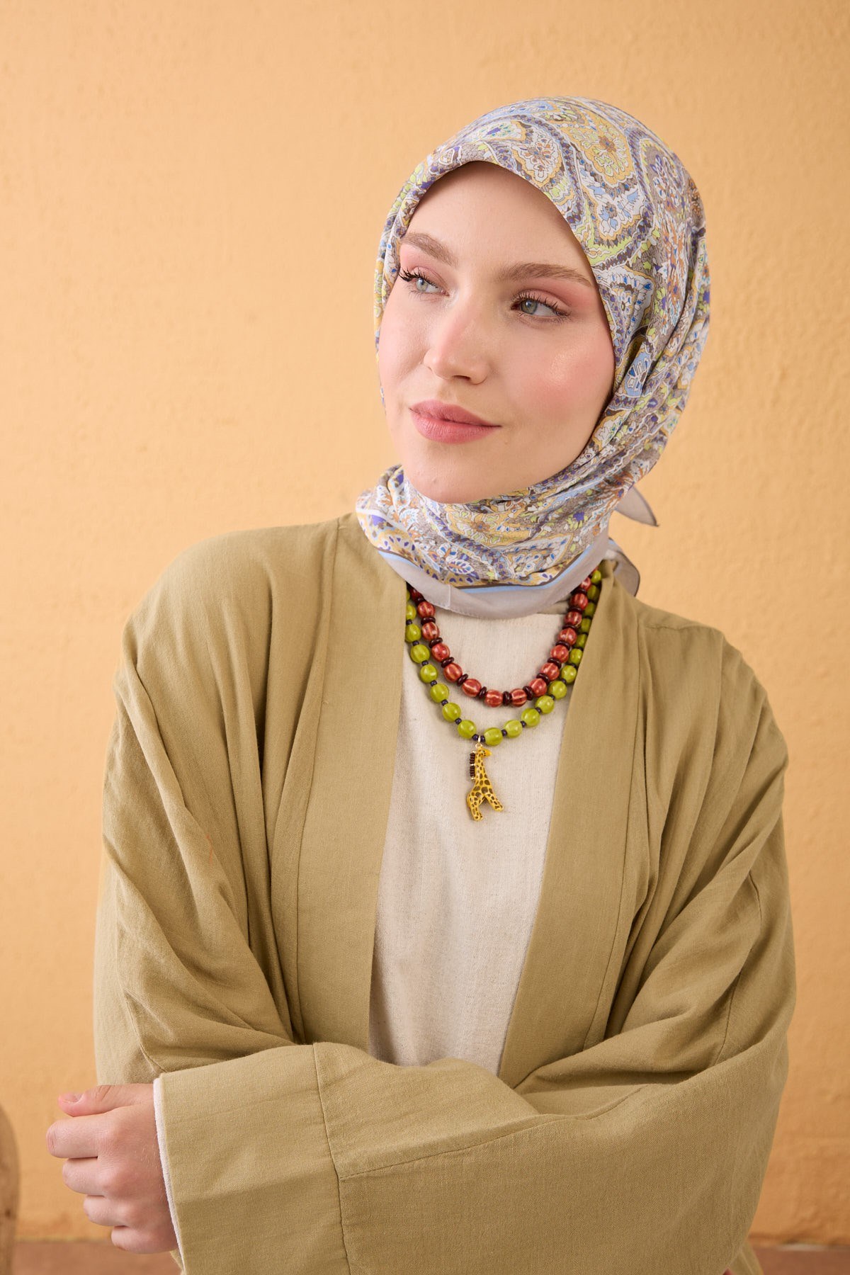 Velora Eşarp Vintage Paisley Gümüş