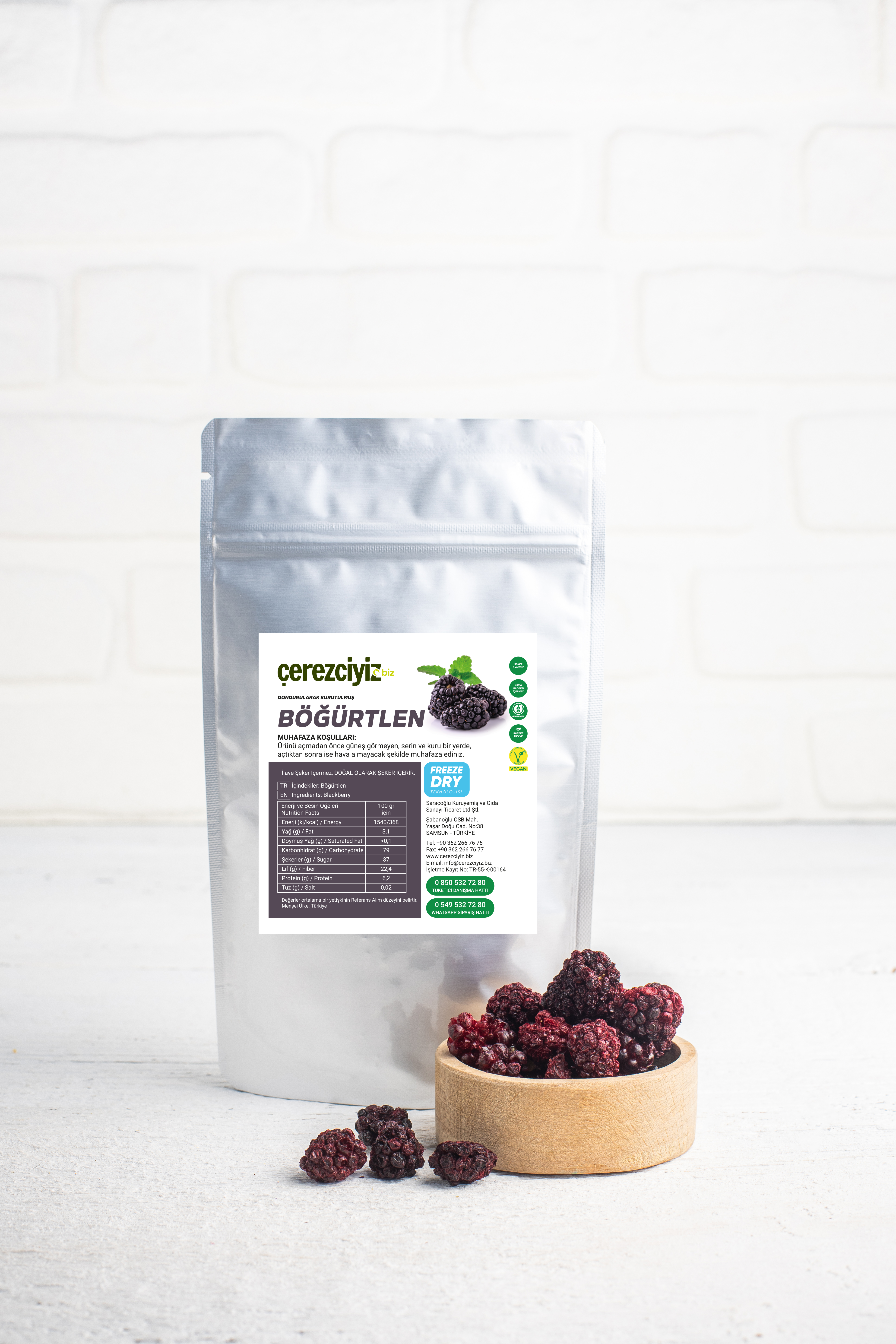 30gr. Dondurularak Kurutulmuş Böğürtlen (Freeze Dried)