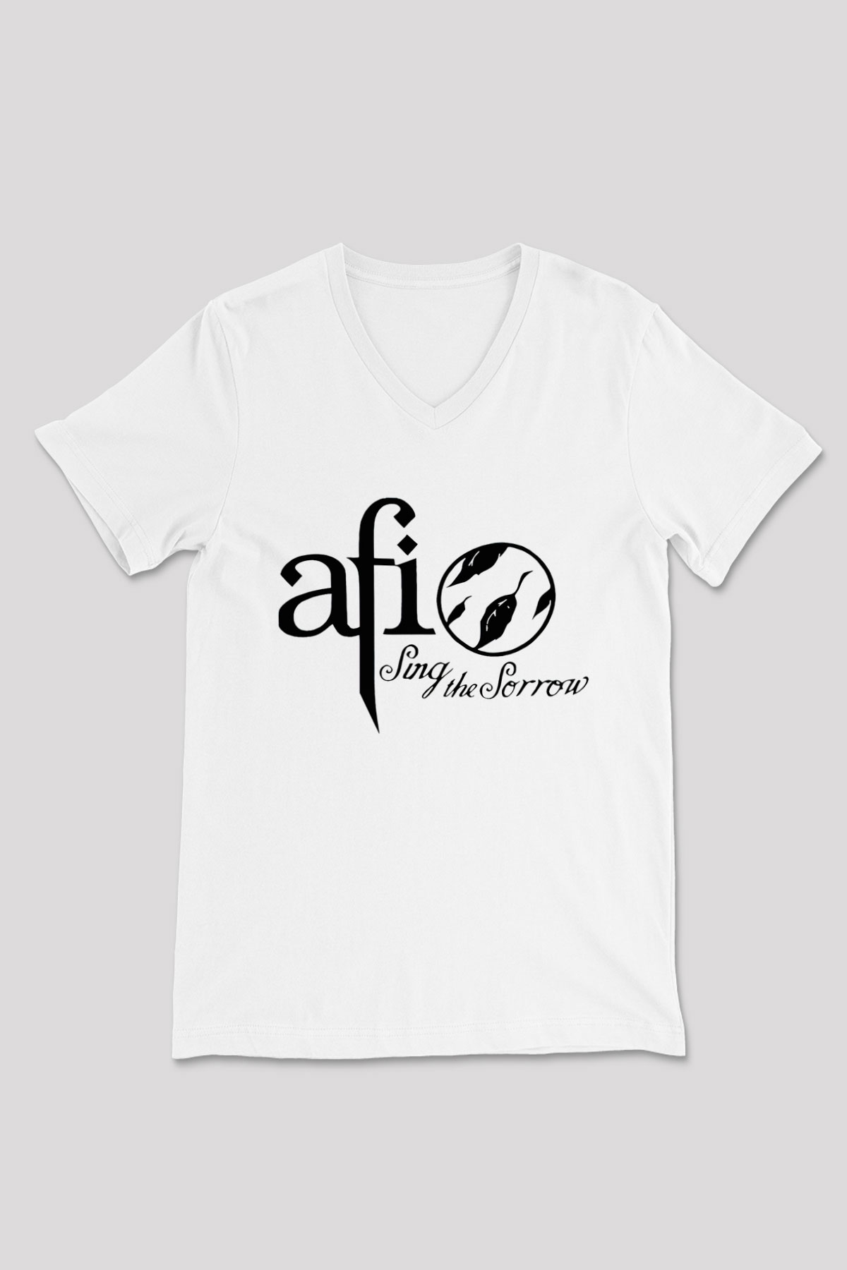  Afi Beyaz Unisex V Yaka Tişört