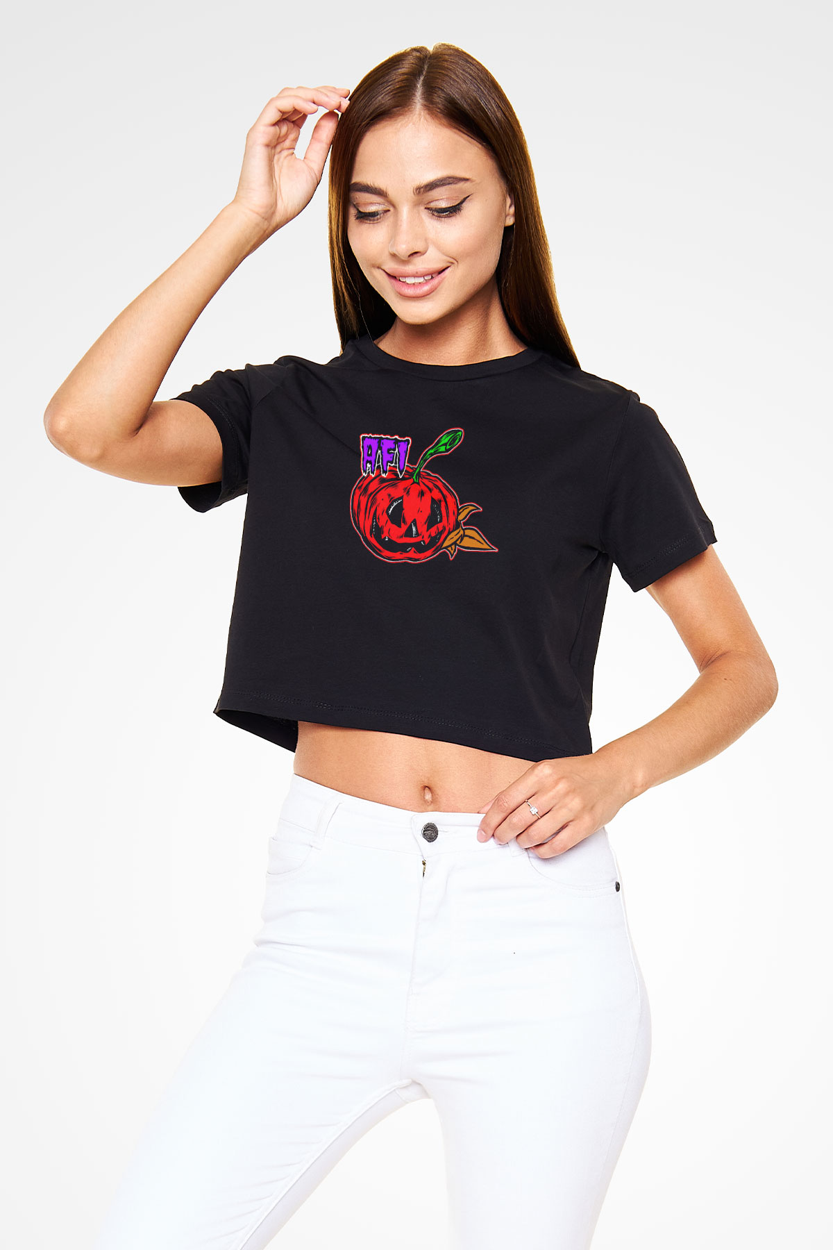  Afi Siyah  Crop Top Tişört