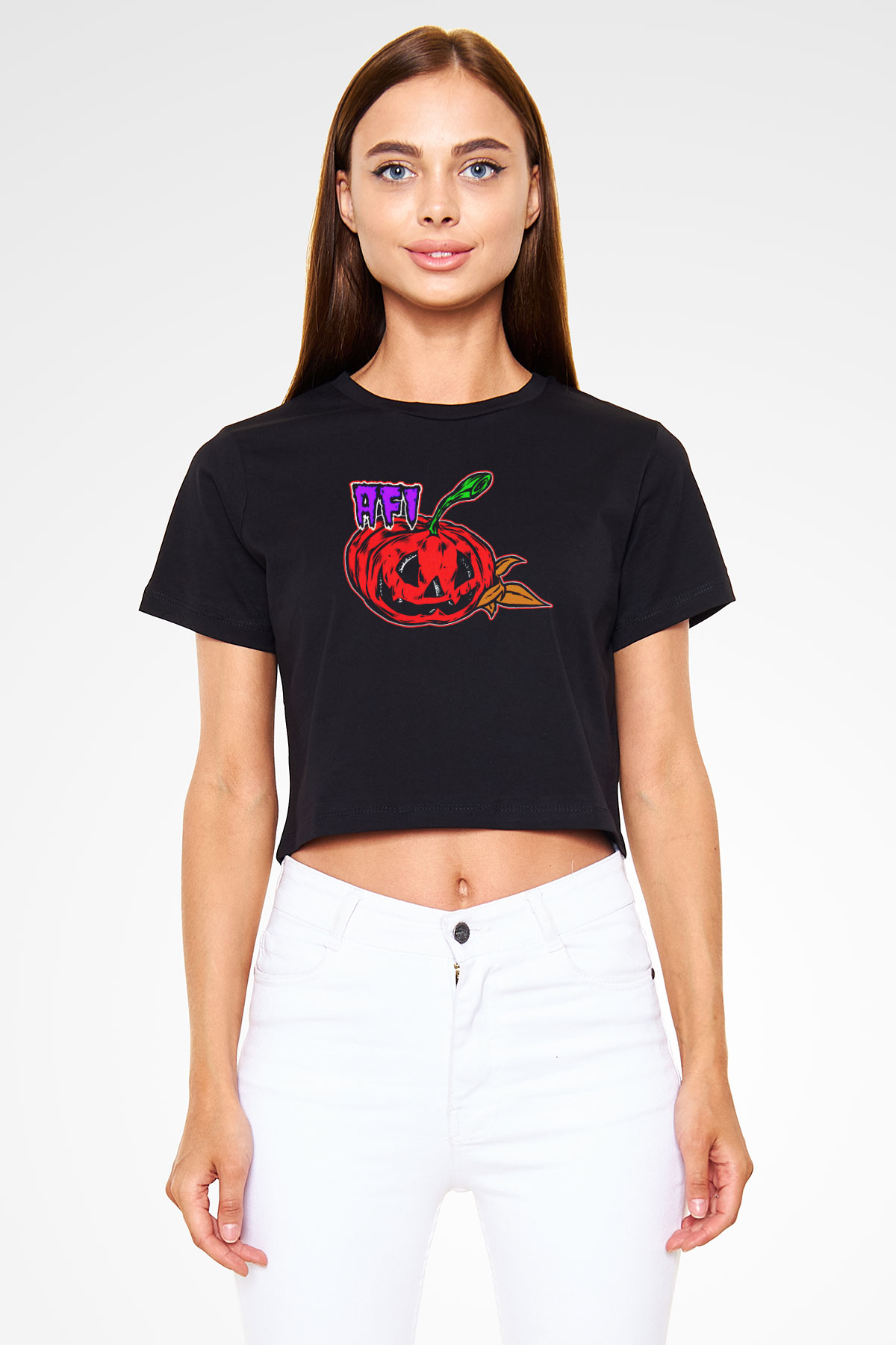  Afi Siyah  Crop Top Tişört