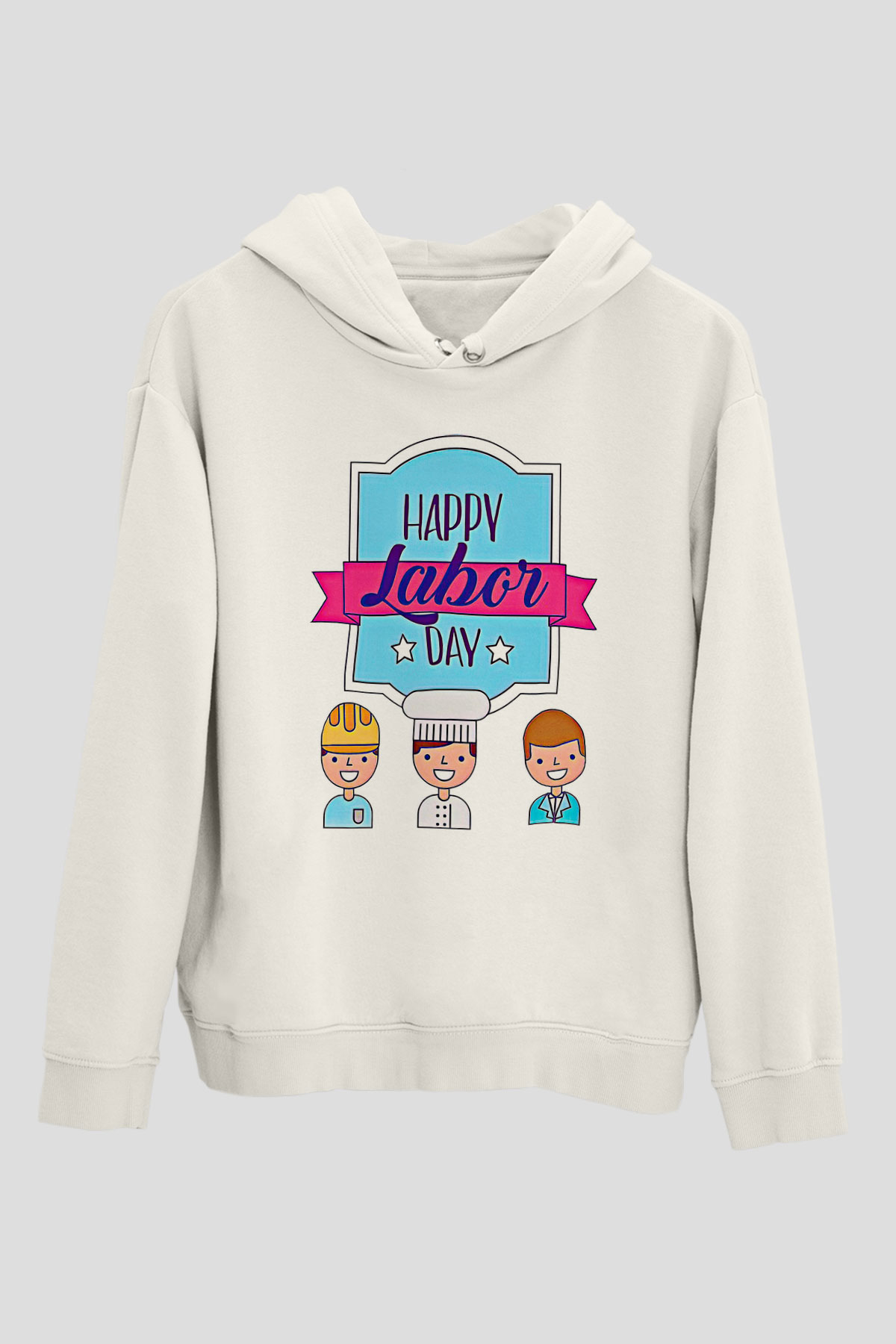1 Mayıs Baskılı Beyaz Unisex Hoodie