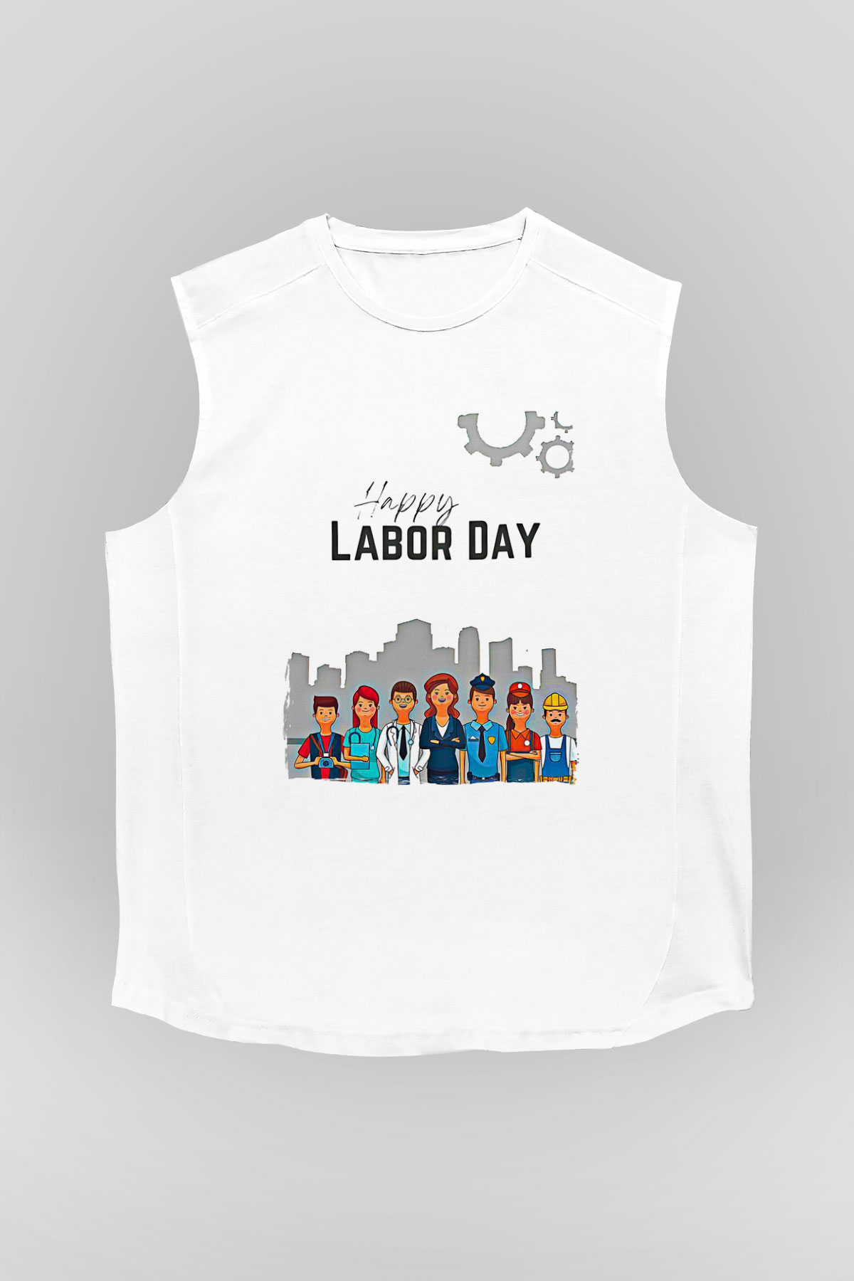 1 Mayıs Baskılı Beyaz Unisex Kolsuz Tişört - Tshirt