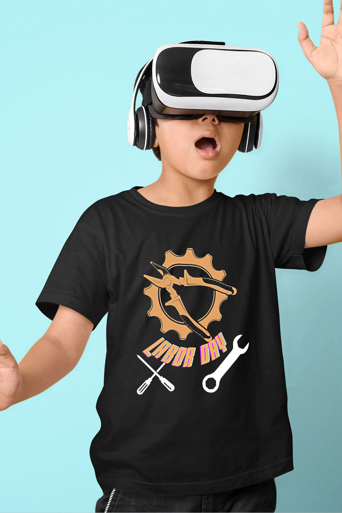 1 Mayıs Baskılı Unisex Siyah Çocuk Tişört - Tshirt