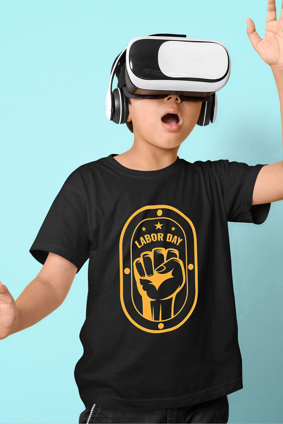 1 Mayıs Baskılı Unisex Siyah Çocuk Tişört - Tshirt