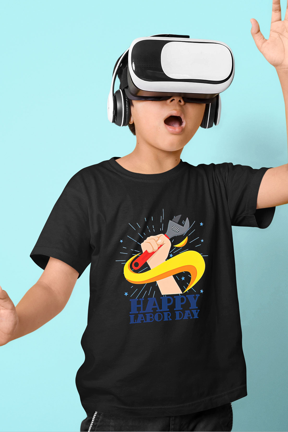1 Mayıs Baskılı Unisex Siyah Çocuk Tişört - Tshirt