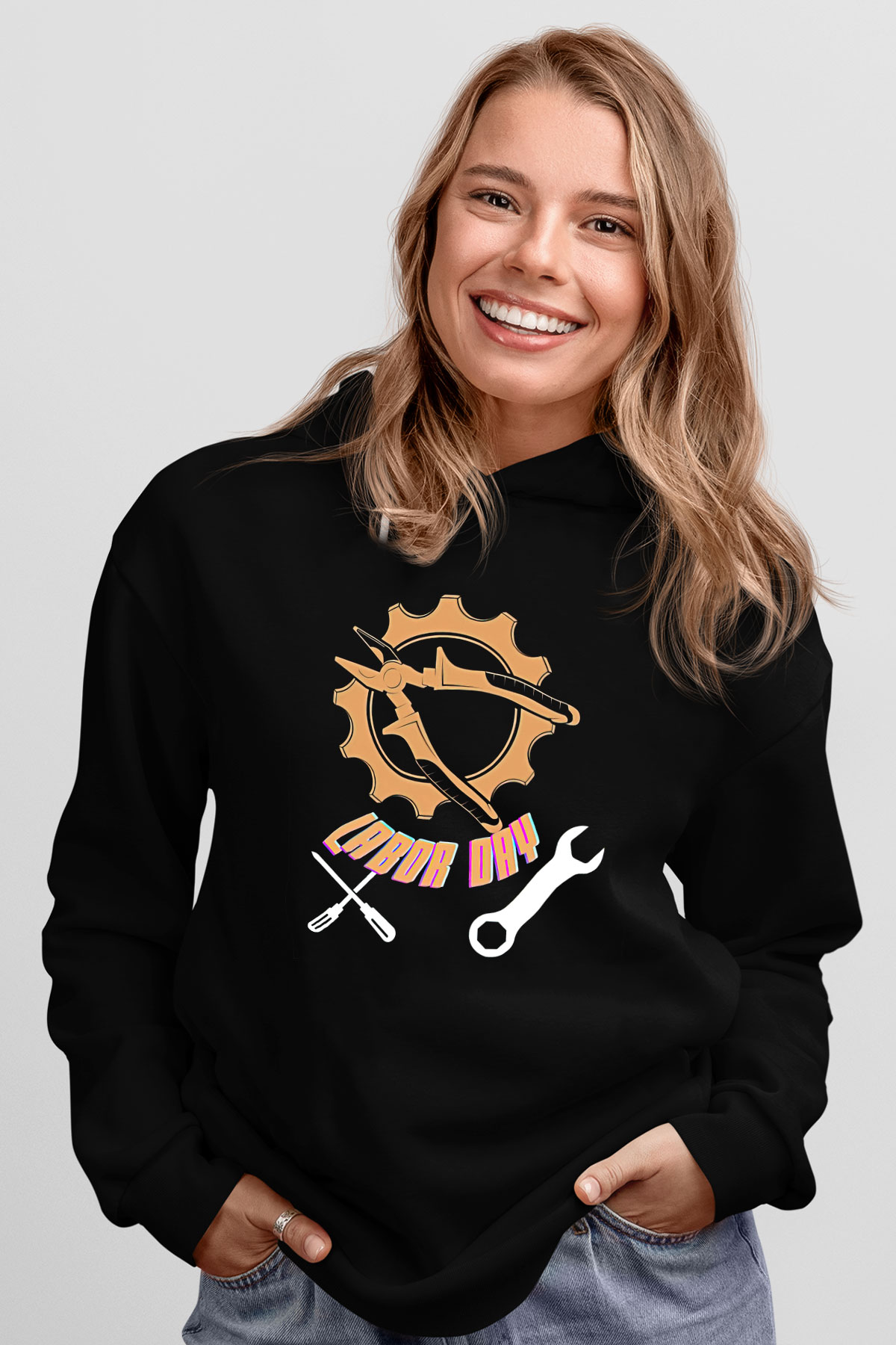 1 Mayıs Baskılı Unisex Siyah Hoodie