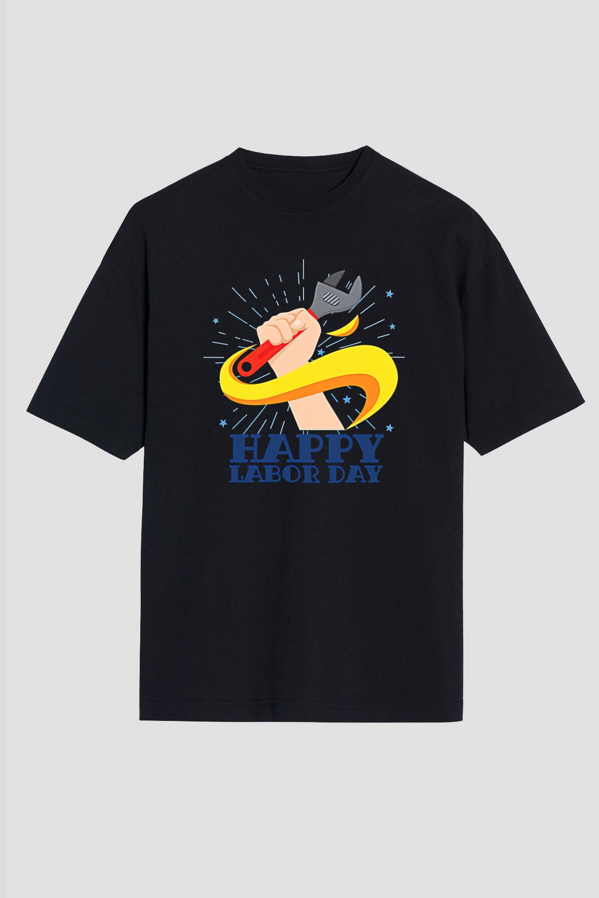 1 Mayıs Baskılı Unisex Siyah Oversize Tişört - Tshirt