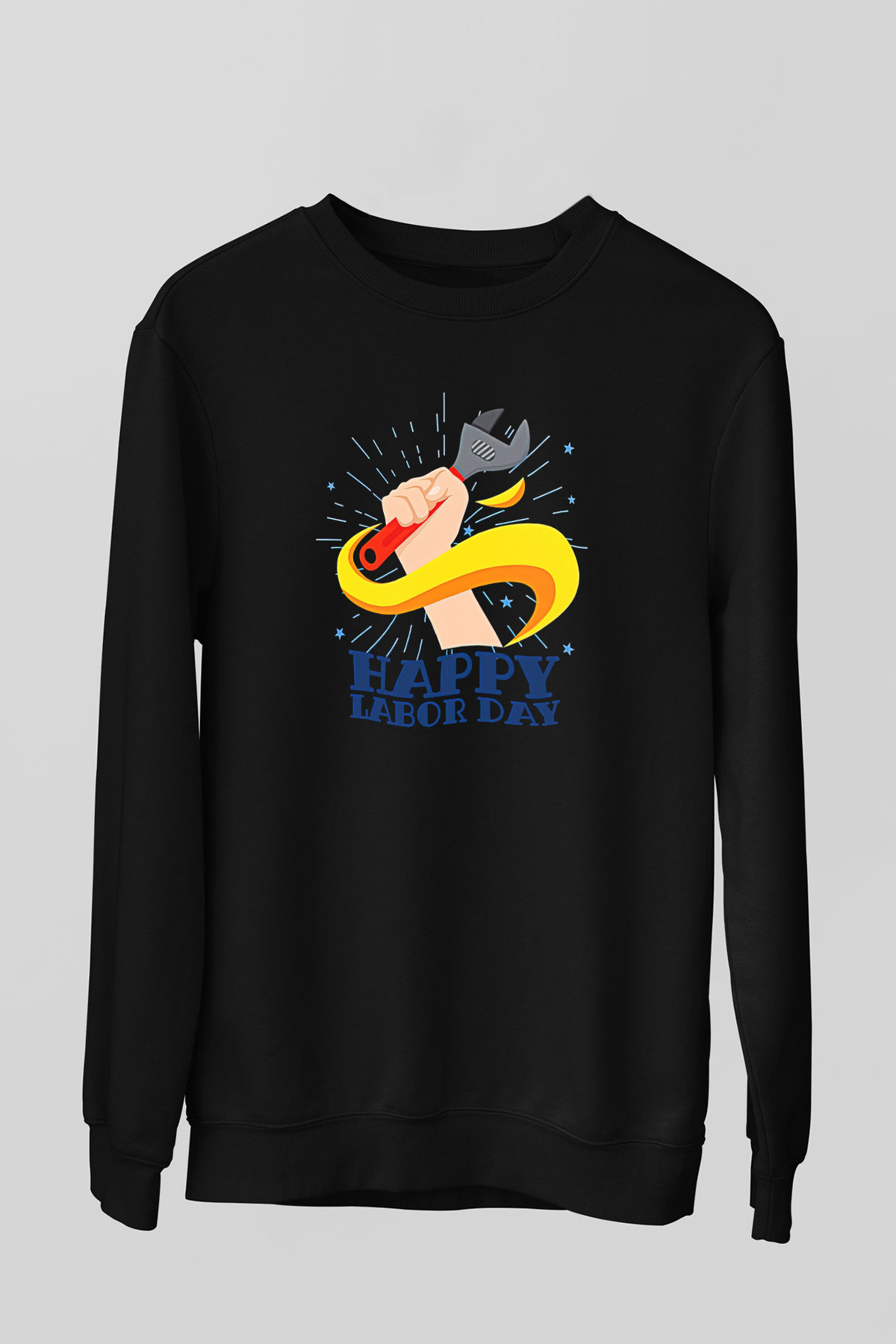 1 Mayıs Baskılı Unisex Siyah Sweatshirt