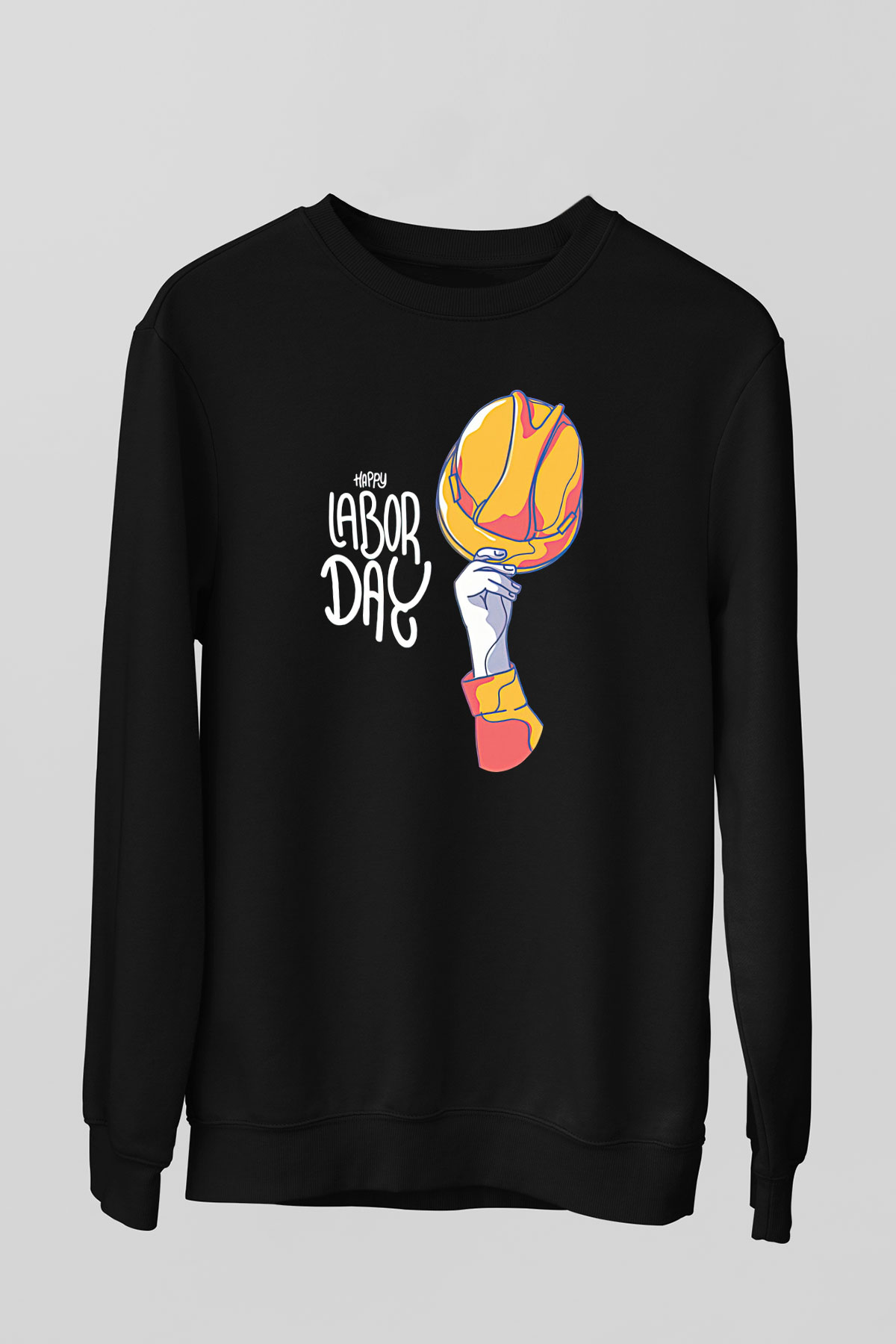 1 Mayıs Baskılı Unisex Siyah Sweatshirt