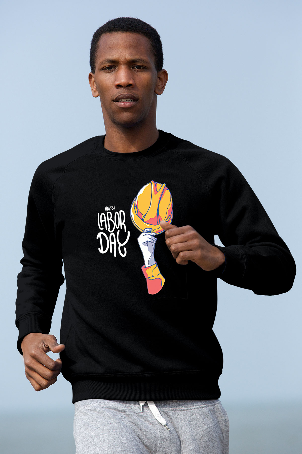 1 Mayıs Baskılı Unisex Siyah Sweatshirt