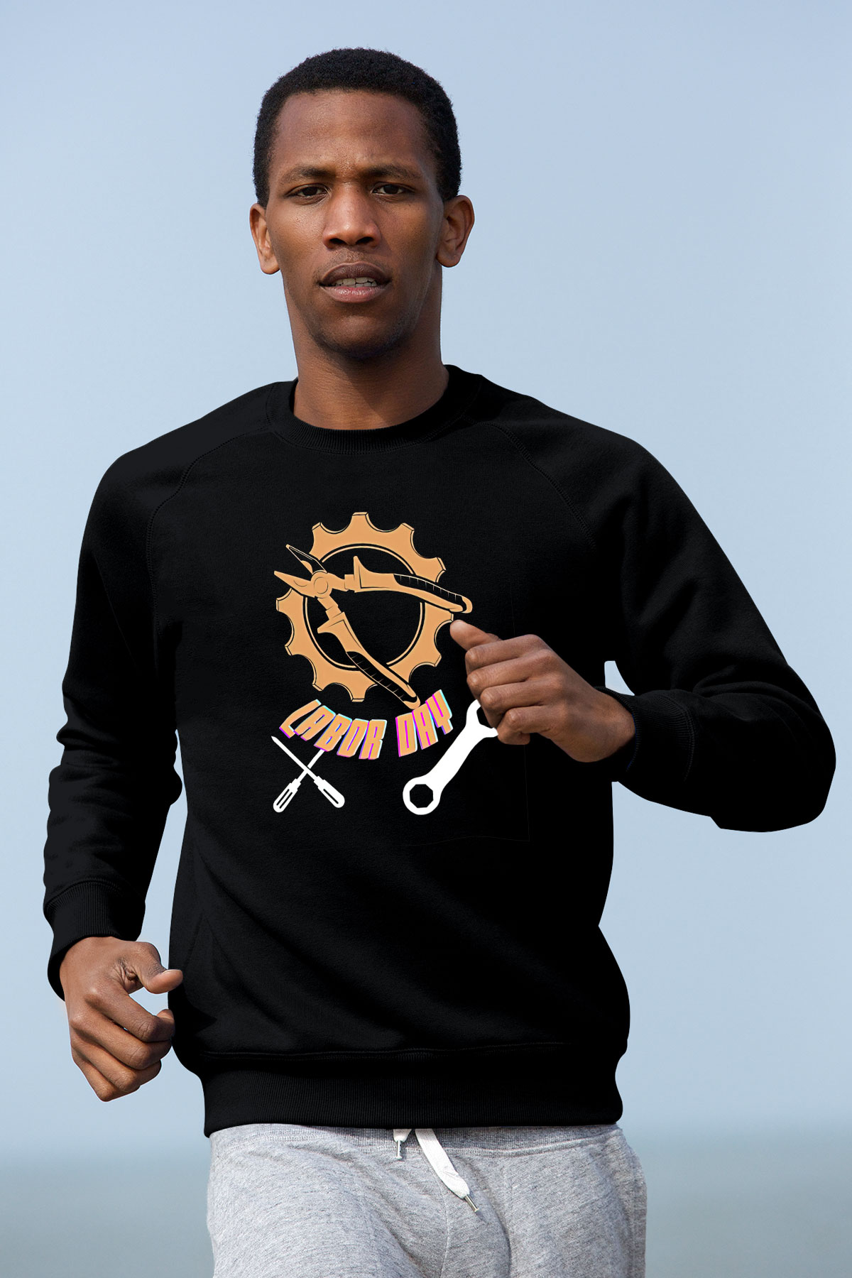 1 Mayıs Baskılı Unisex Siyah Sweatshirt