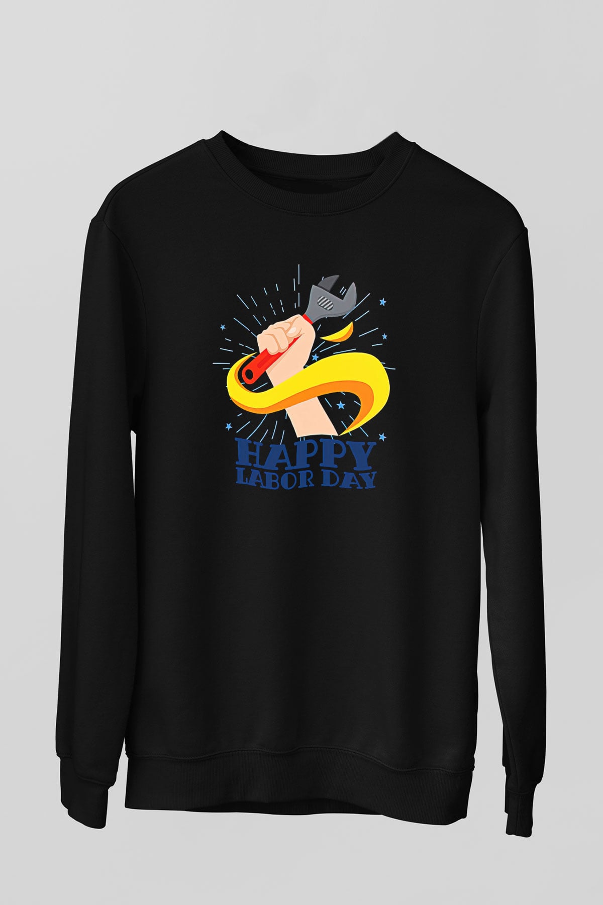 1 Mayıs Baskılı Unisex Siyah Sweatshirt