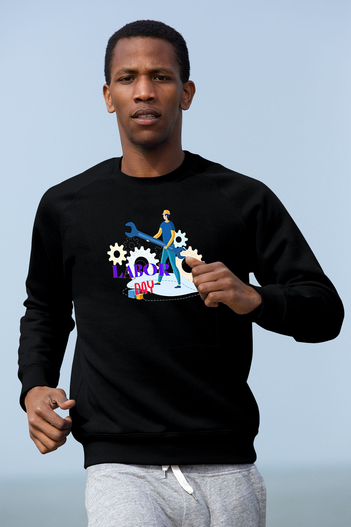 1 Mayıs Baskılı Unisex Siyah Sweatshirt
