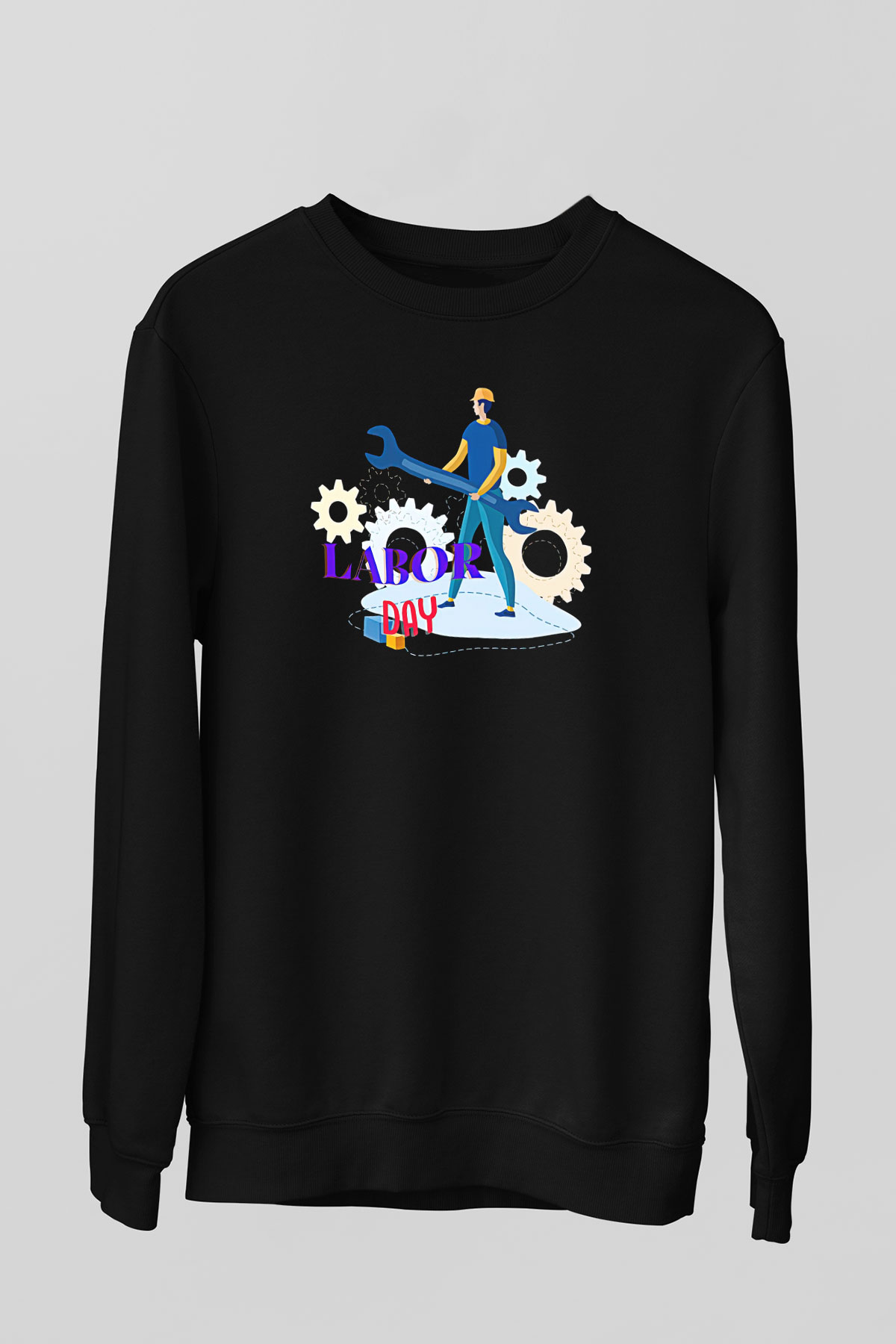 1 Mayıs Baskılı Unisex Siyah Sweatshirt