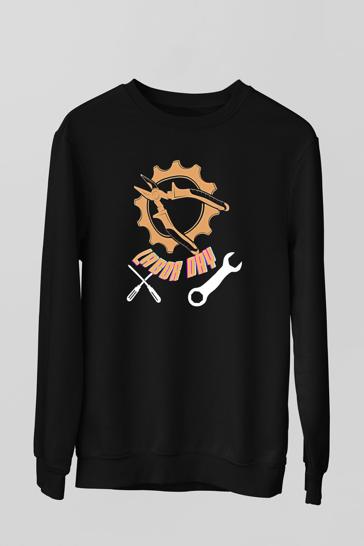 1 Mayıs Baskılı Unisex Siyah Sweatshirt