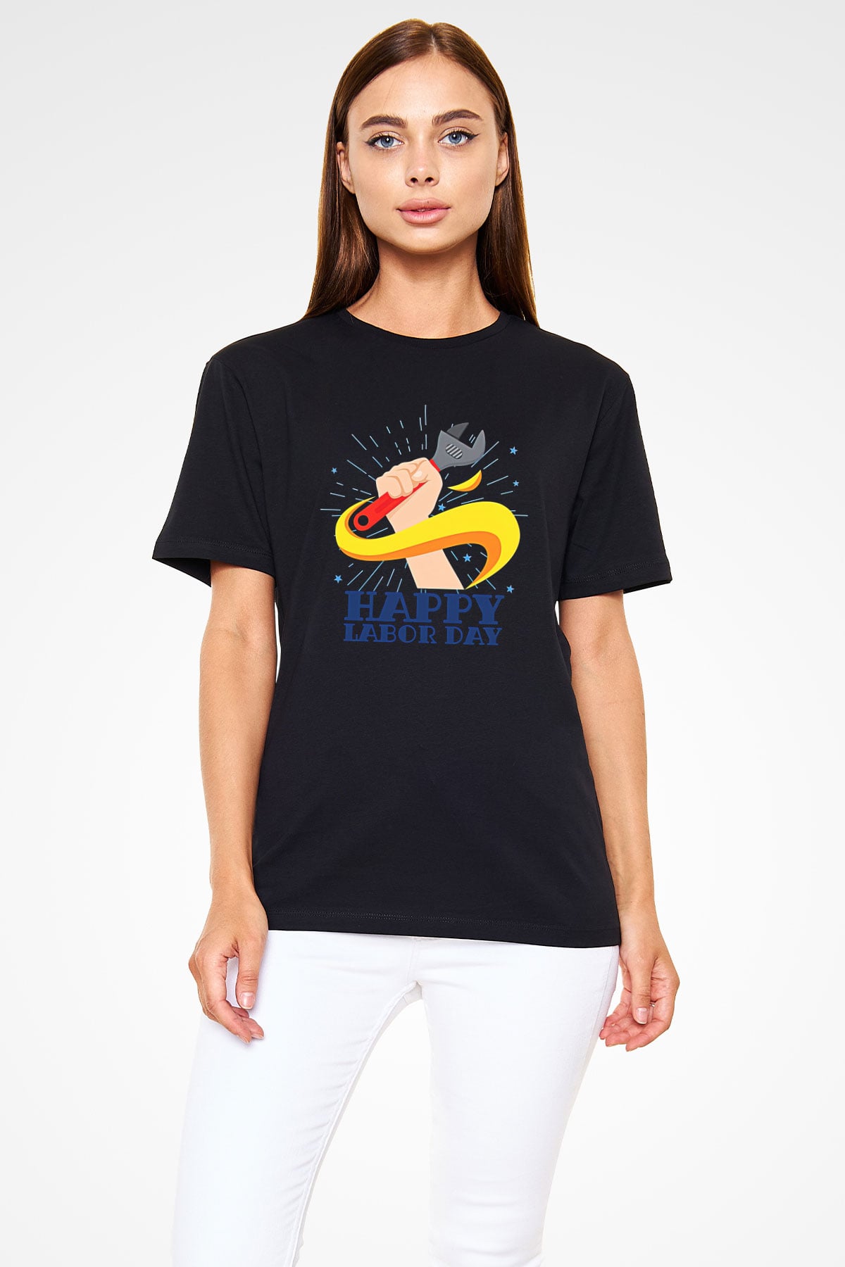 1 Mayıs Baskılı Unisex Siyah Tişört - Tshirt