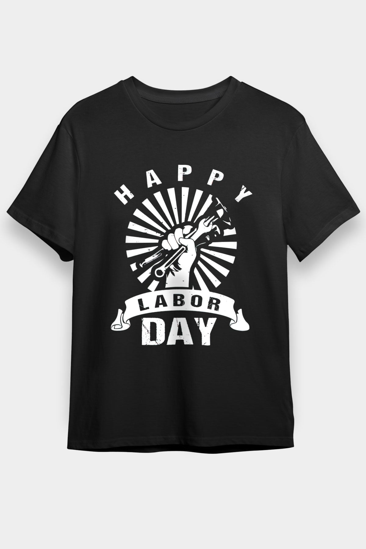 1 Mayıs Baskılı Unisex Siyah Tişört - Tshirt
