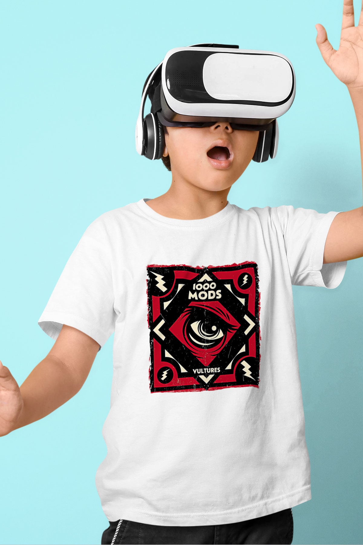1000mods Baskılı Beyaz Unisex Beyaz Çocuk Tişört - Tshirt