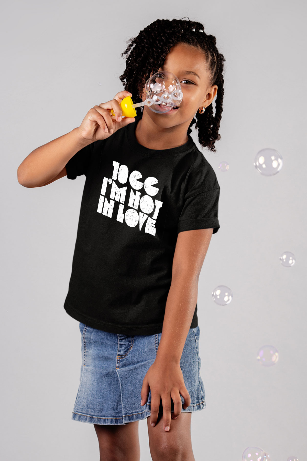 10cc Baskılı Unisex Siyah Çocuk Tişört - Tshirt