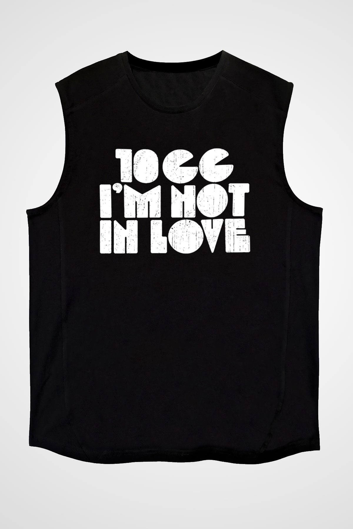 10cc Baskılı Unisex Siyah Kolsuz Tişört - Tshirt