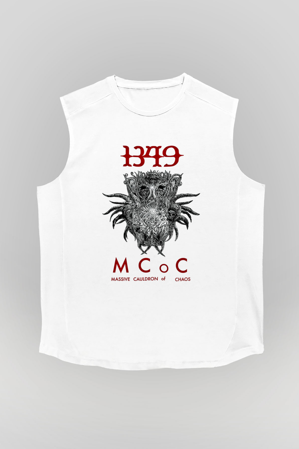 1349 Baskılı Unisex Beyaz Kolsuz Tişört