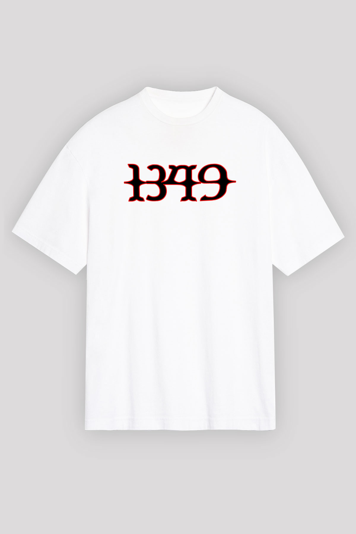 1349 Baskılı Unisex Beyaz Oversize Tişört