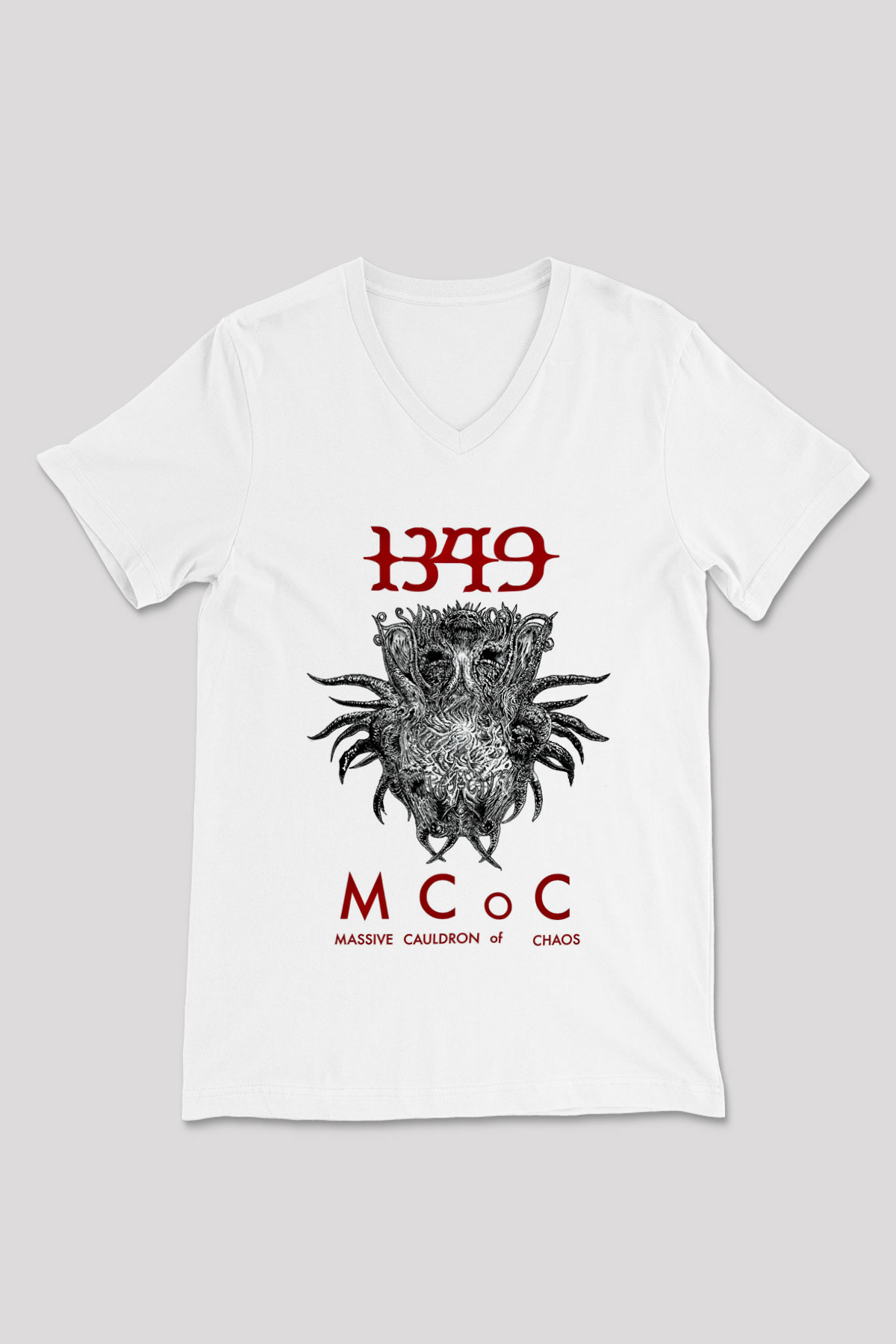 1349 Baskılı Unisex Beyaz V Yaka Tişört
