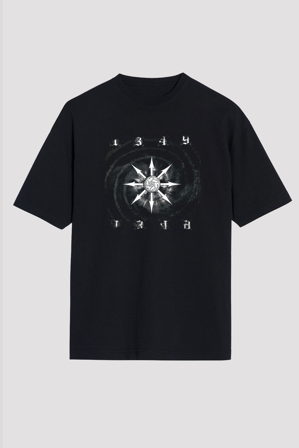 1349 Baskılı Unisex Siyah Oversize Tişört
