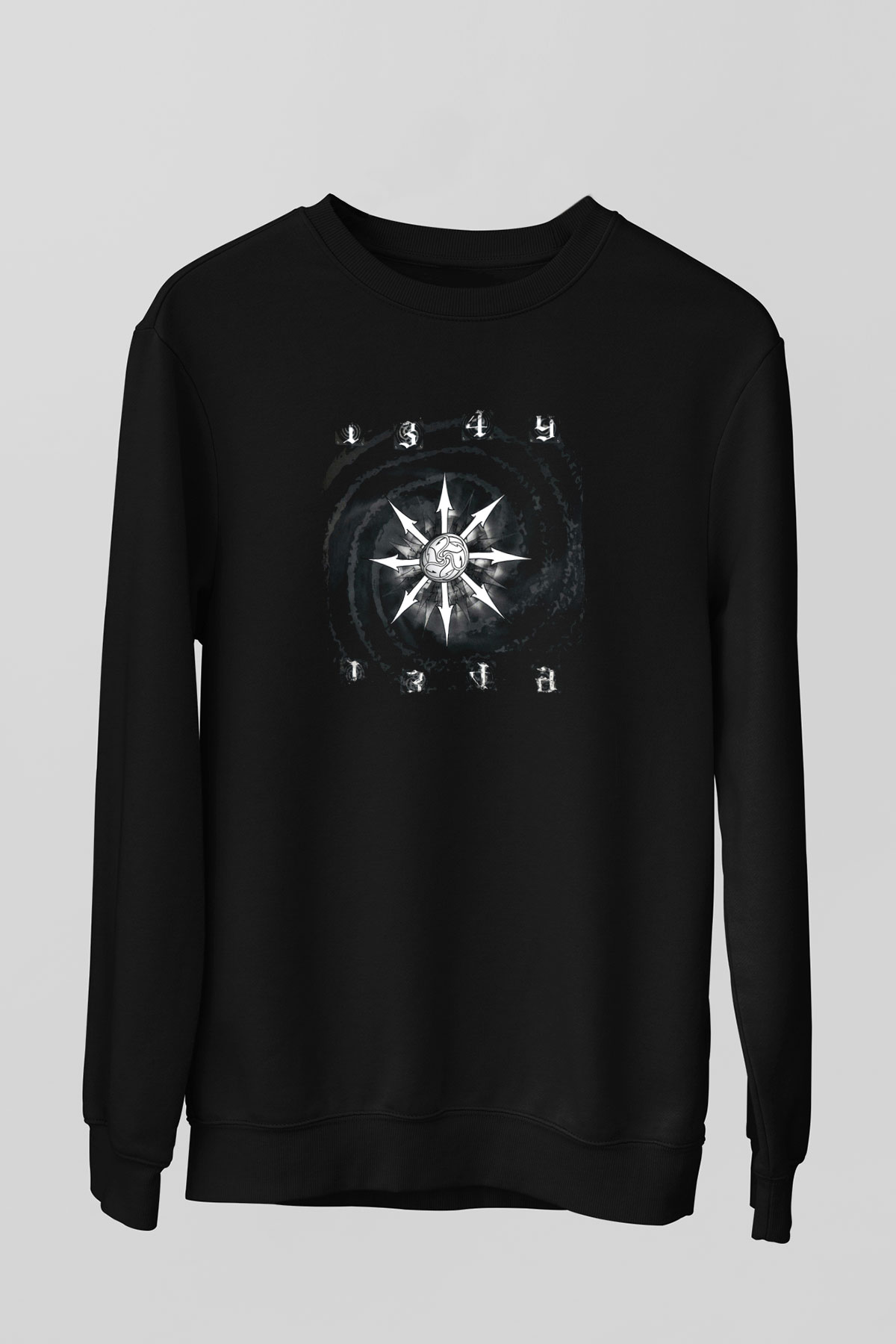 1349 Baskılı Unisex Siyah Sweatshirt