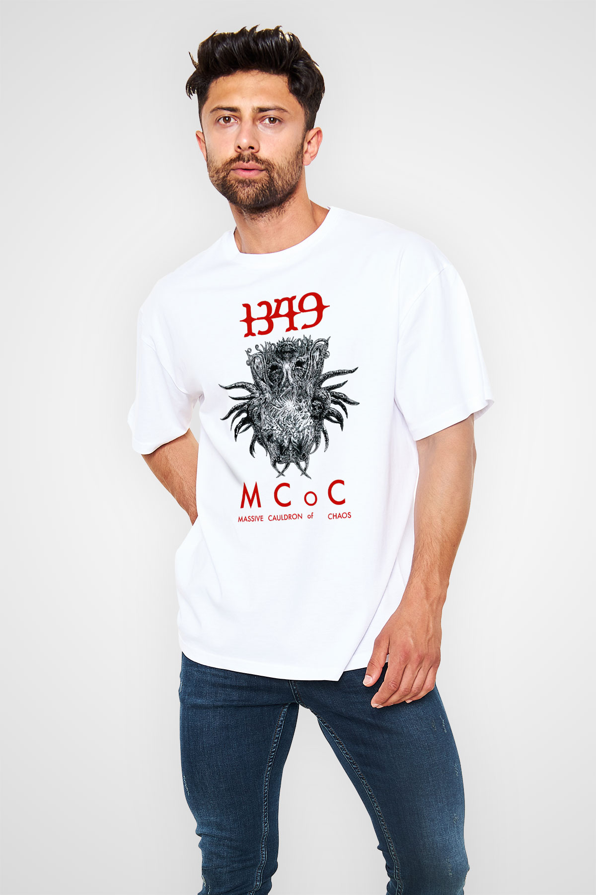 1349 Grubu Beyaz Unisex Oversize Tişört T-Shirt