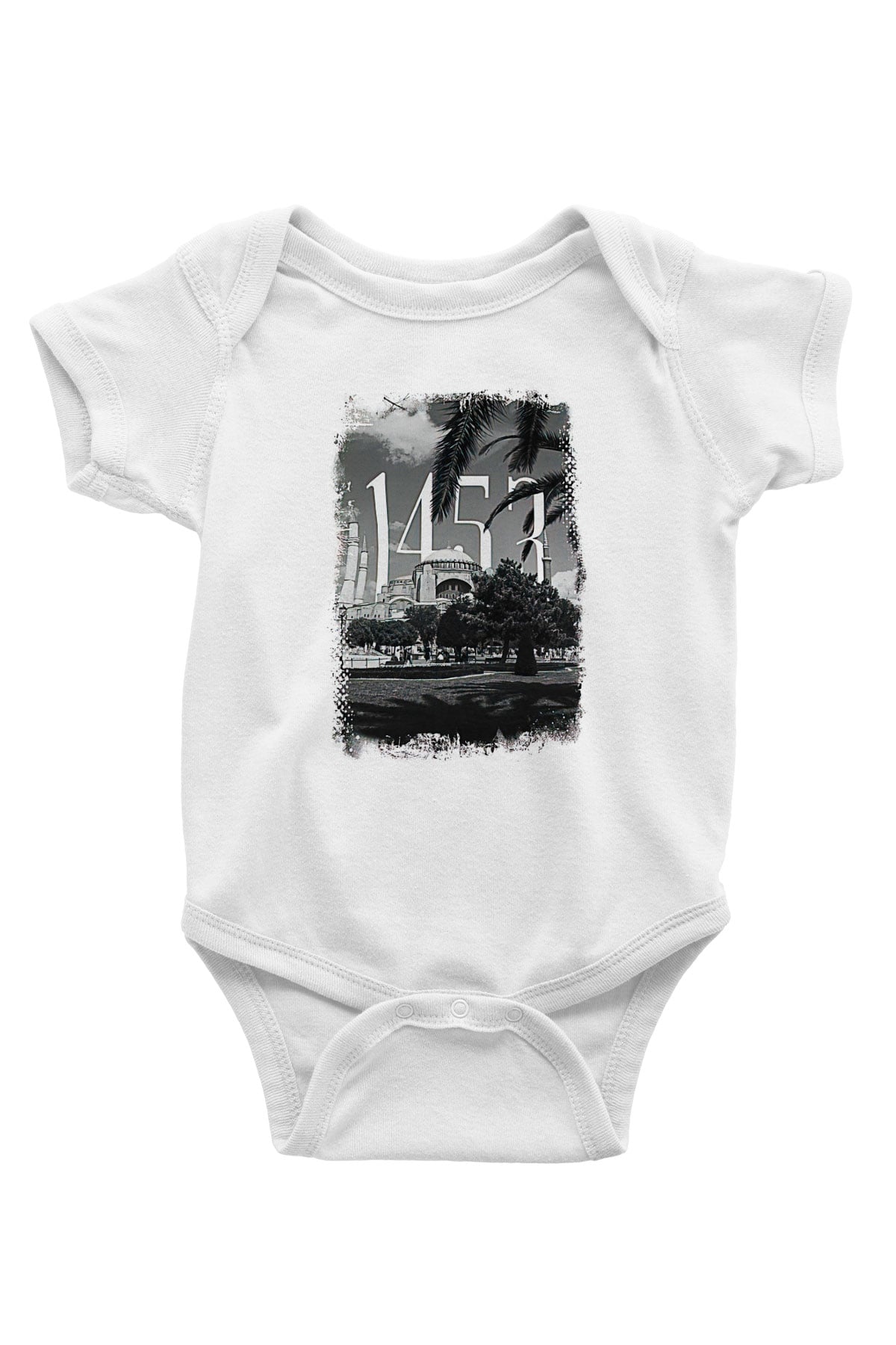 1453 Baskılı Beyaz Unisex Bebek Body - Zıbın