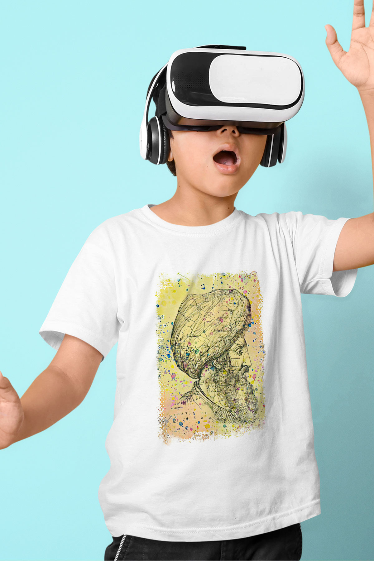 1453 Baskılı Beyaz Unisex Beyaz Çocuk Tişört - Tshirt