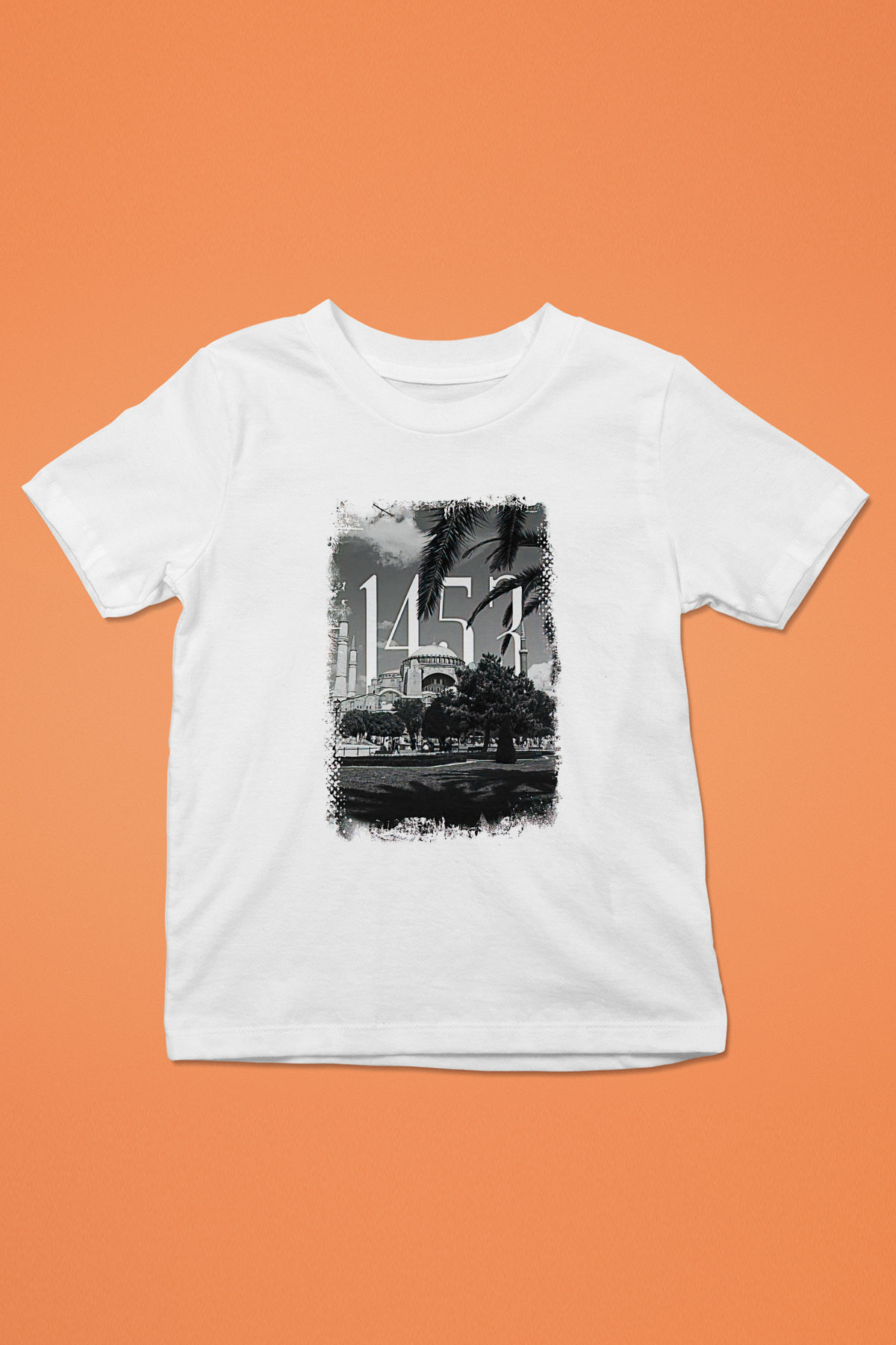 1453 Baskılı Beyaz Unisex Beyaz Çocuk Tişört - Tshirt